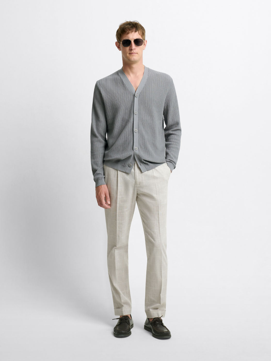 Chino à carreaux  en coton lin - DEVRED 1902