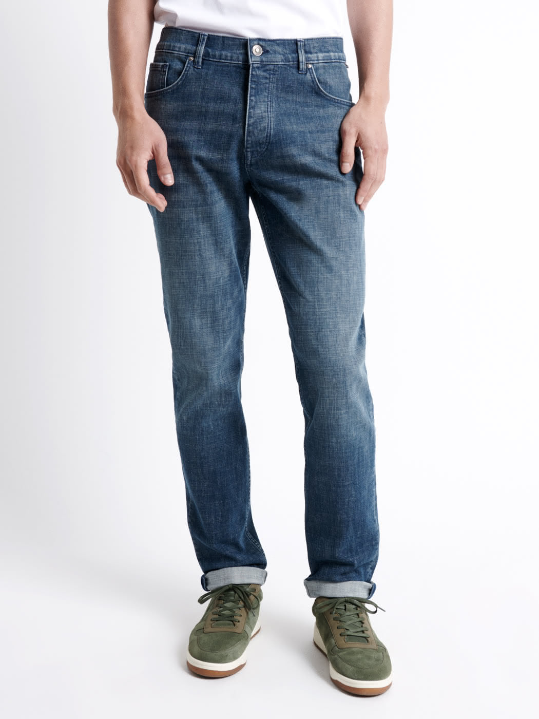 Jean denim délavé en coton stretch - DEVRED 1902