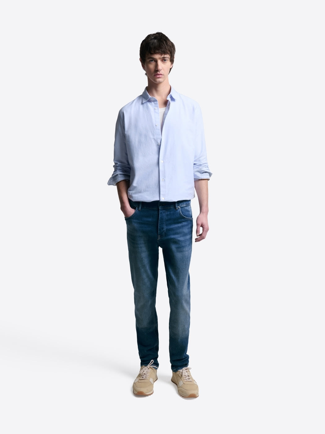 Jean denim faux-uni en coton mélangé - DEVRED 1902