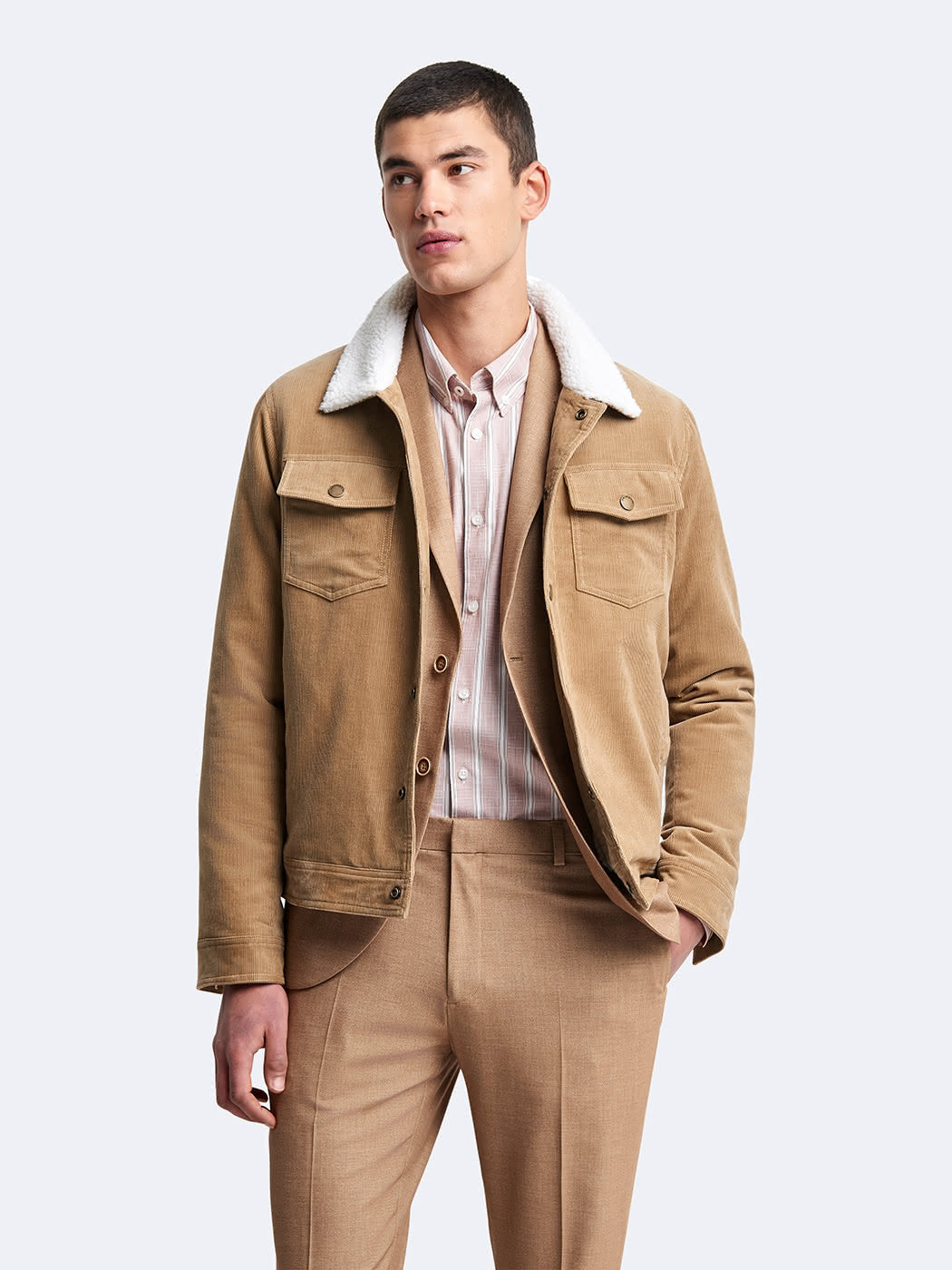Blouson en velours côtelé col sherpa - DEVRED 1902