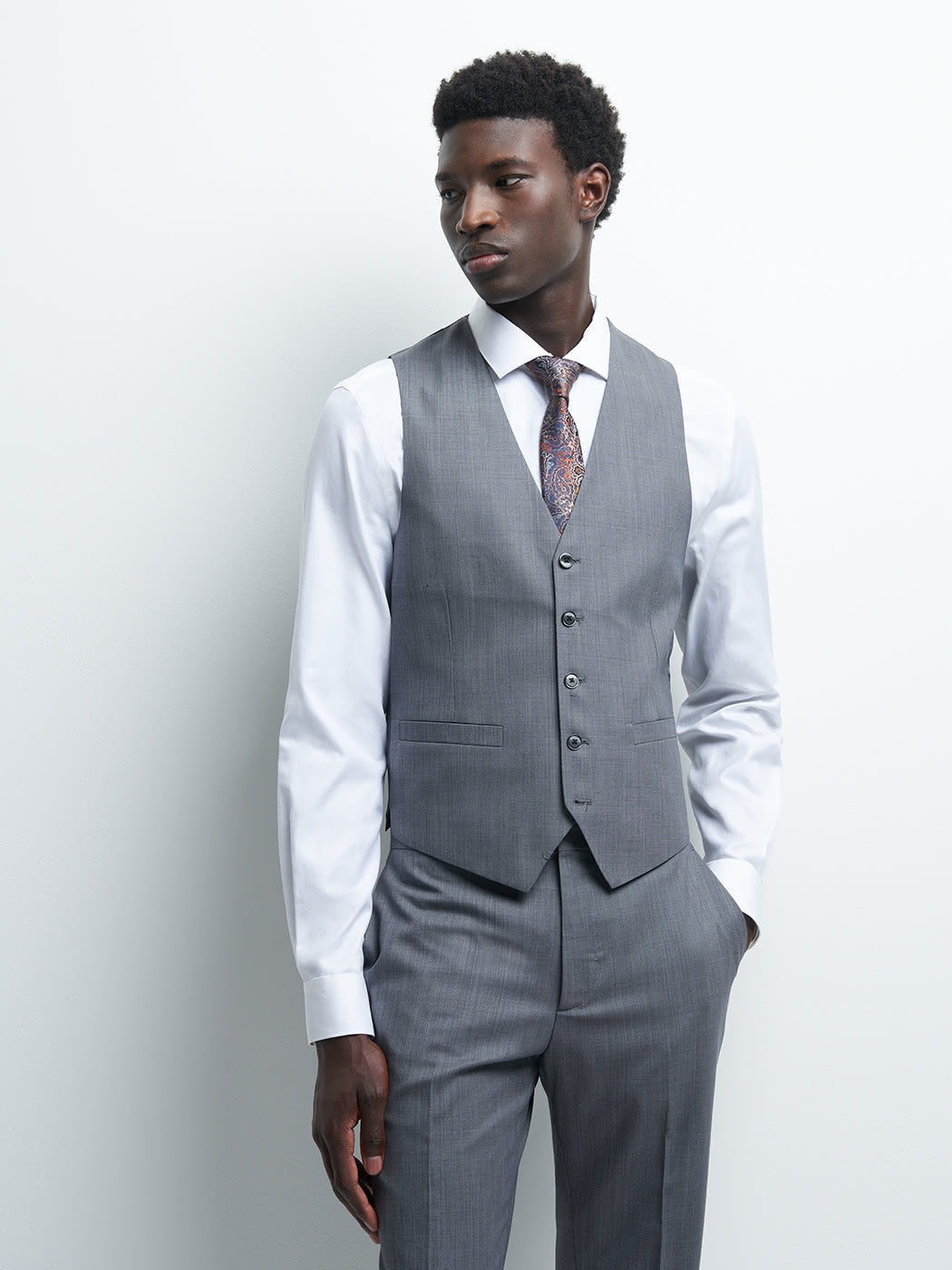 Gilet coordonnable en laine faux uni - DEVRED 1902