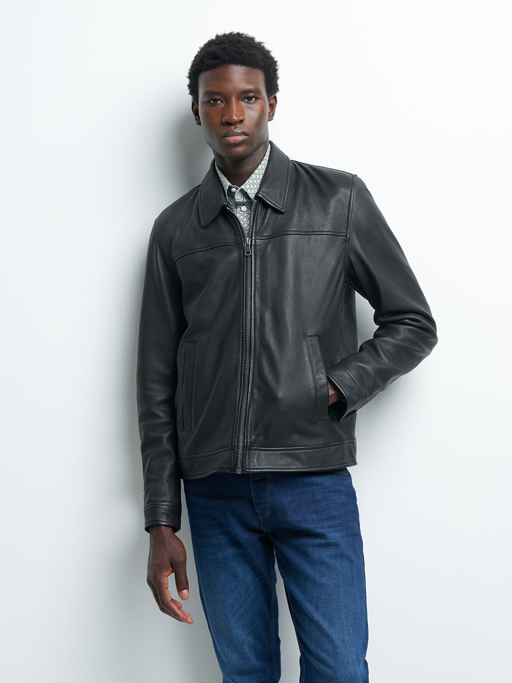 Blouson en cuir col chemise - DEVRED 1902