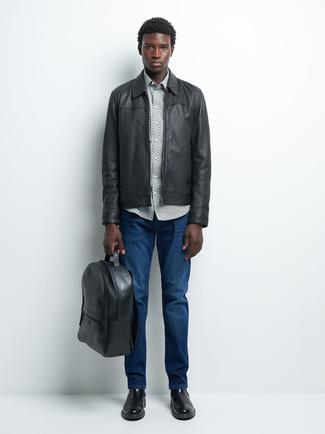 Blouson en cuir col chemise - DEVRED 1902