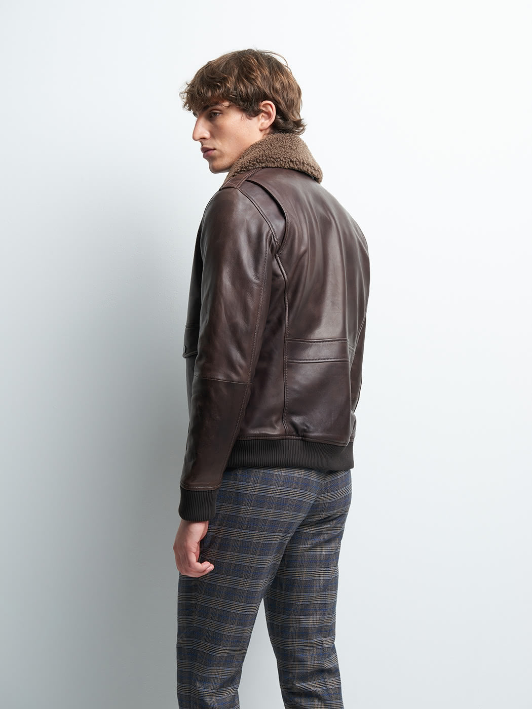 Blouson en cuir col sherpa - DEVRED 1902