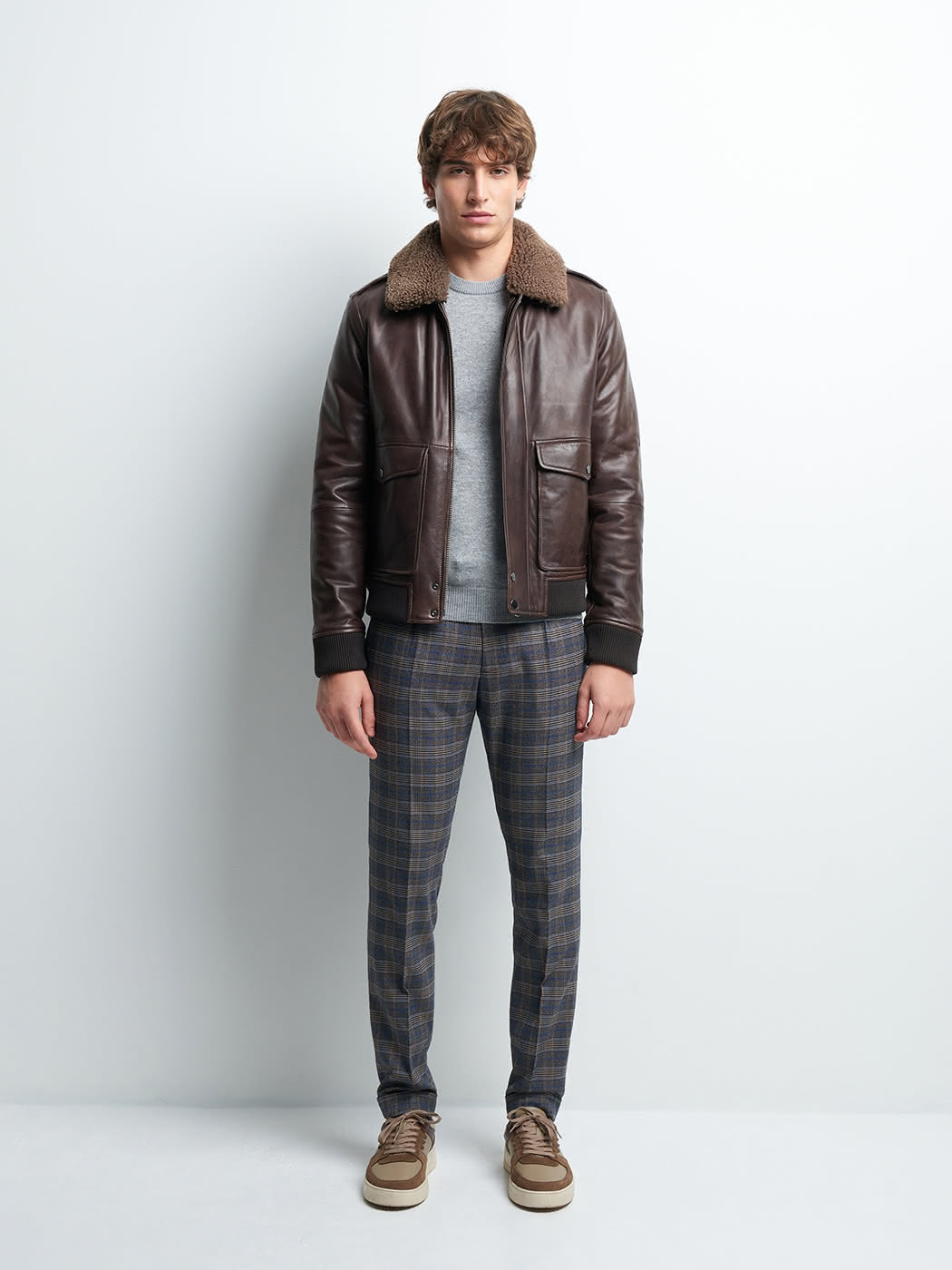 Blouson en cuir col sherpa - DEVRED 1902