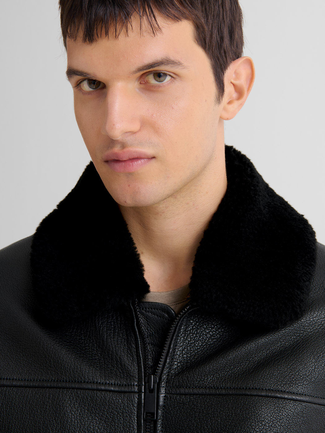 Blouson en cuir col sherpa - DEVRED 1902
