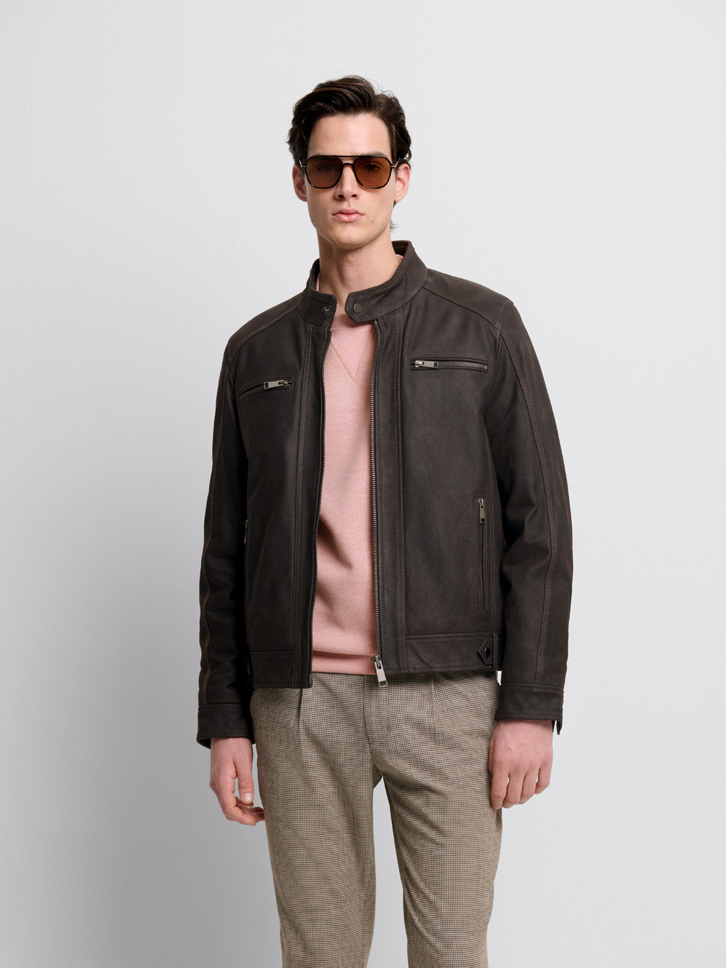 Blouson en cuir col montant - DEVRED 1902