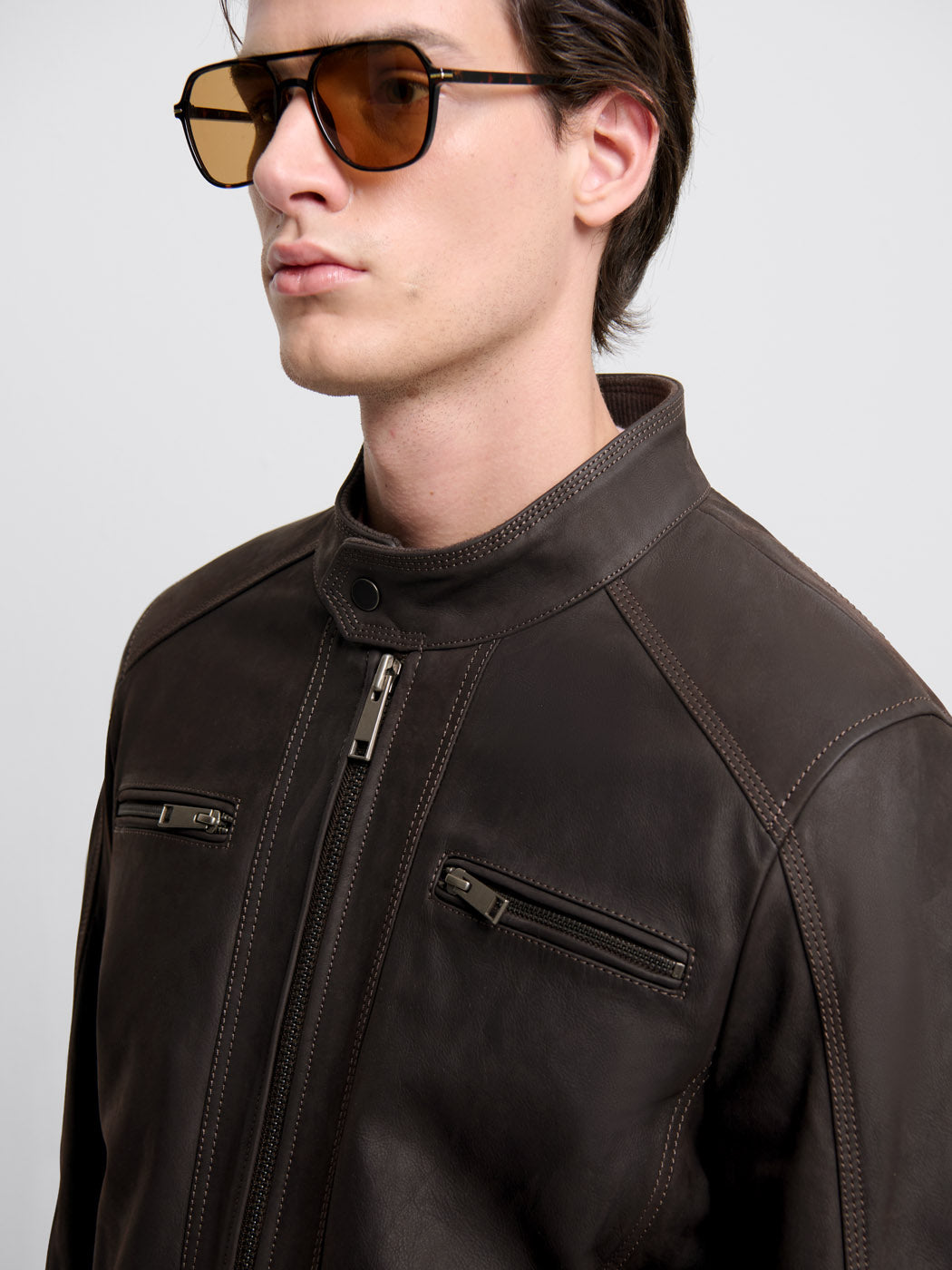 Blouson en cuir col montant - DEVRED 1902