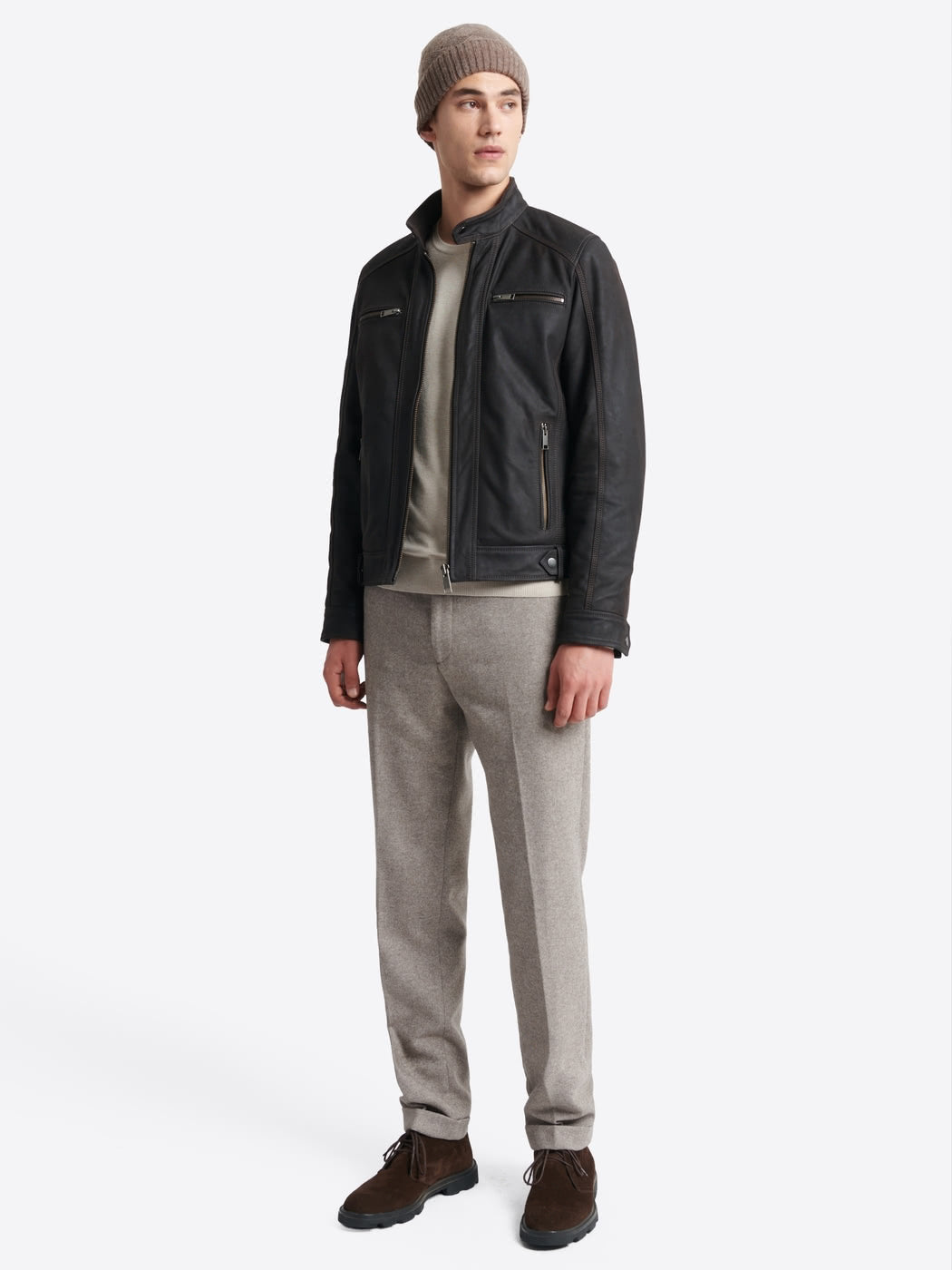 Blouson en cuir col montant - DEVRED 1902