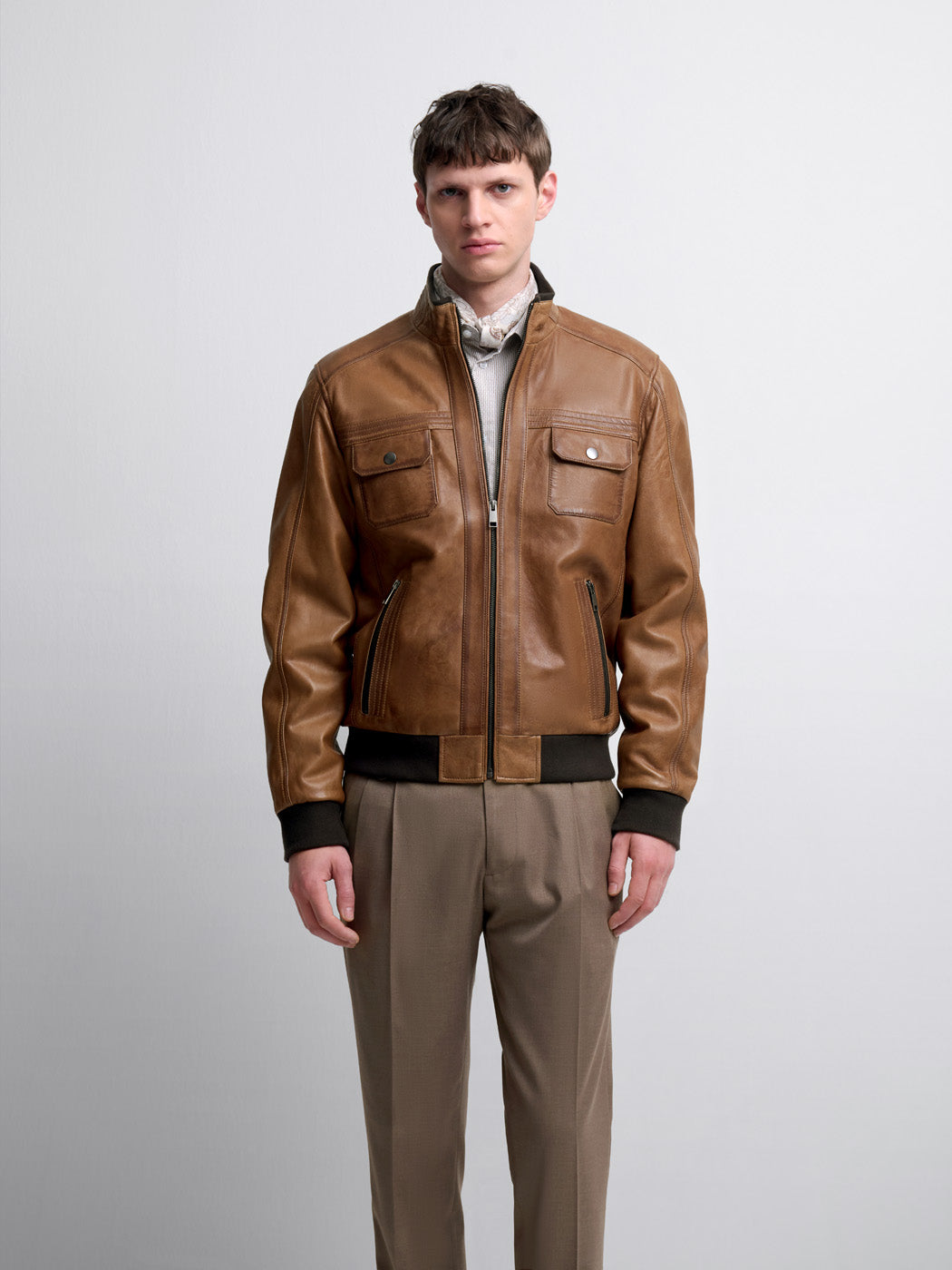 Blouson en cuir col montant - DEVRED 1902