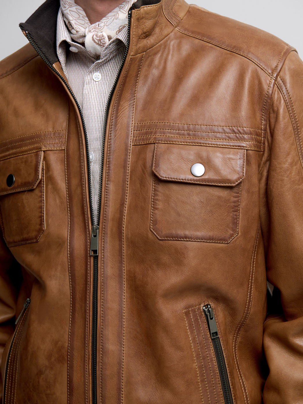 Blouson en cuir col montant - DEVRED 1902