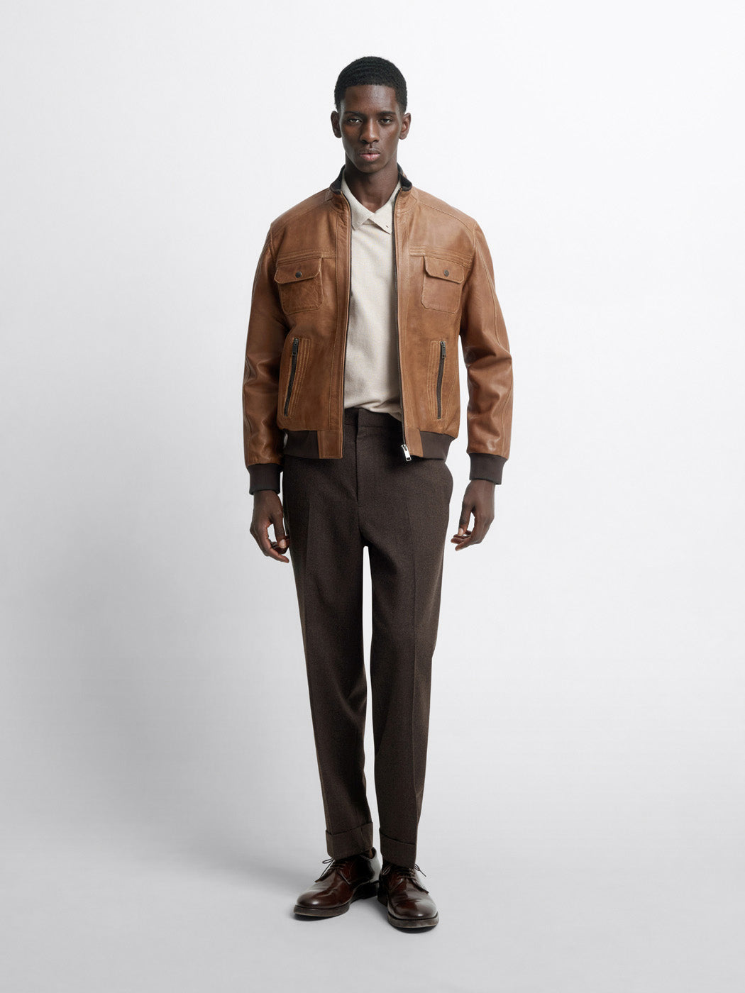 Blouson en cuir col montant - DEVRED 1902