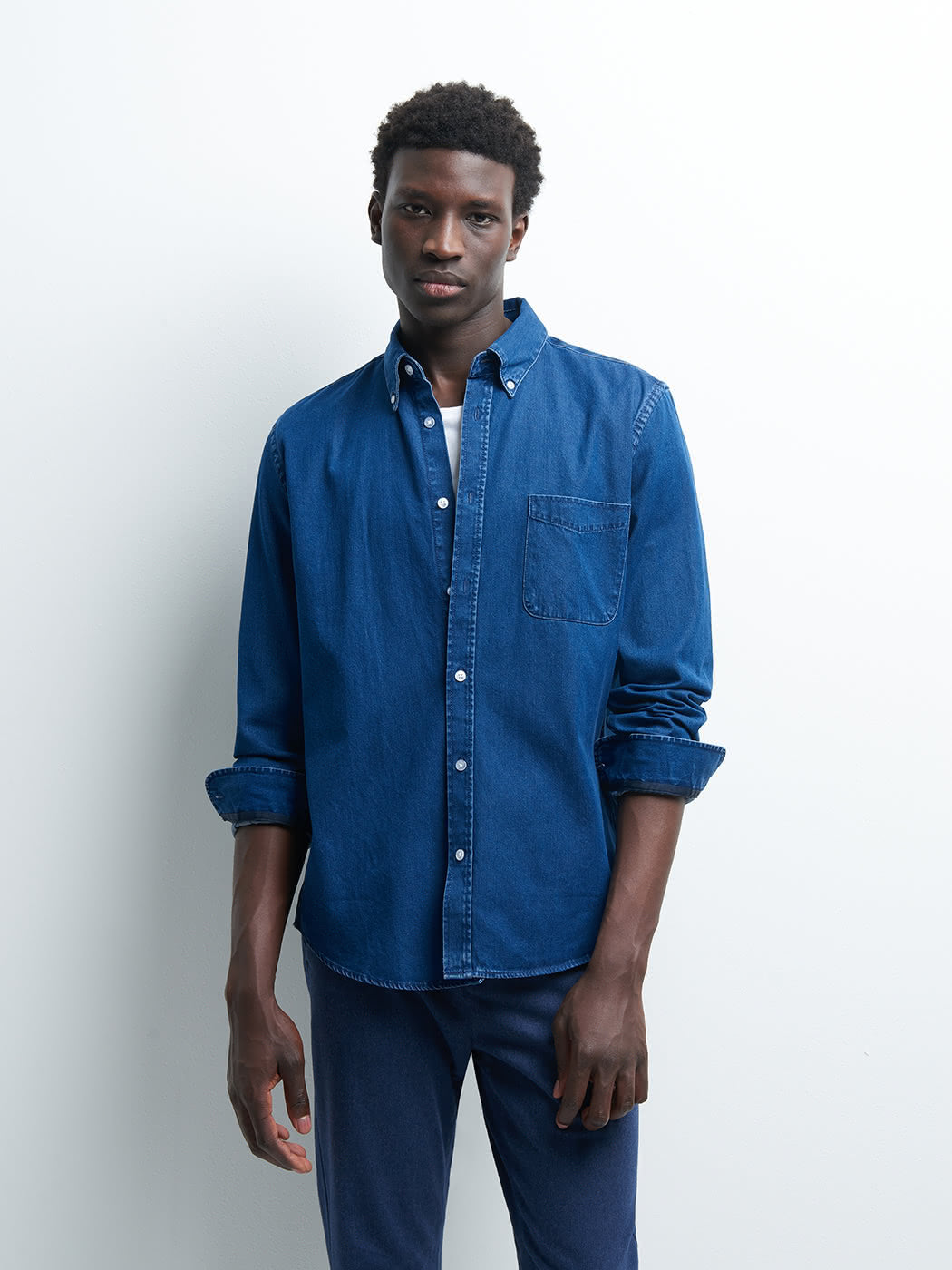 Chemise slim en denim unie - DEVRED 1902