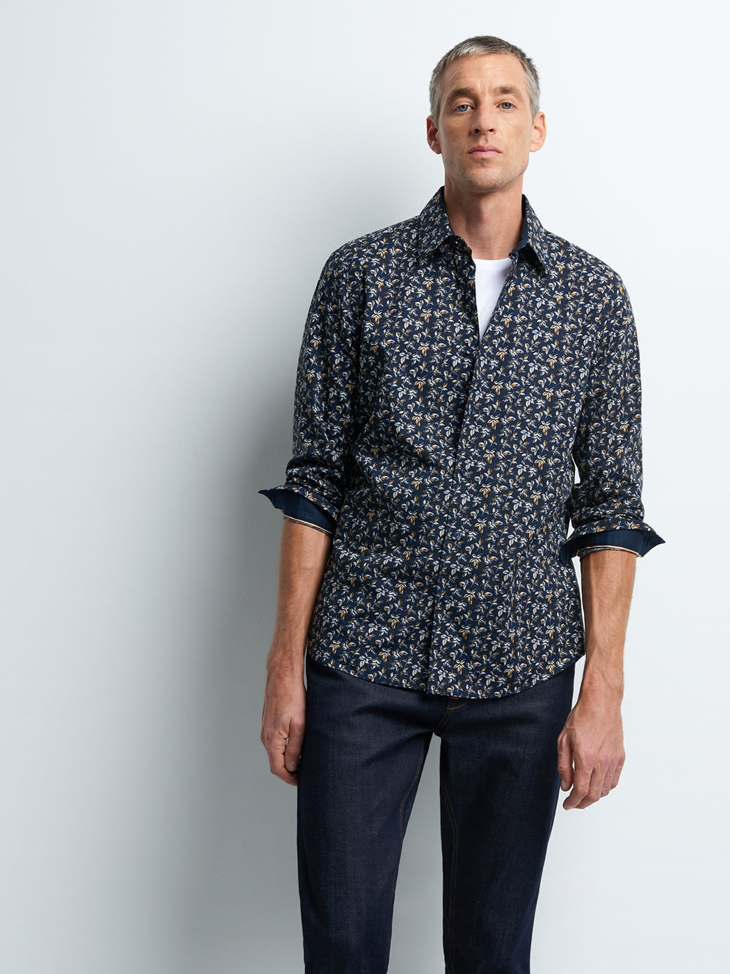 Chemise slim en popeline fleurie - DEVRED 1902