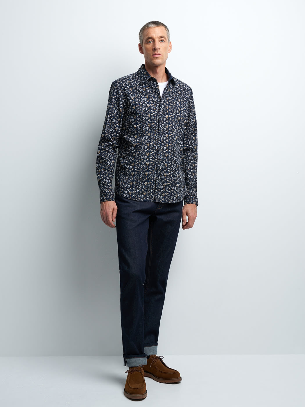 Chemise slim en popeline fleurie - DEVRED 1902