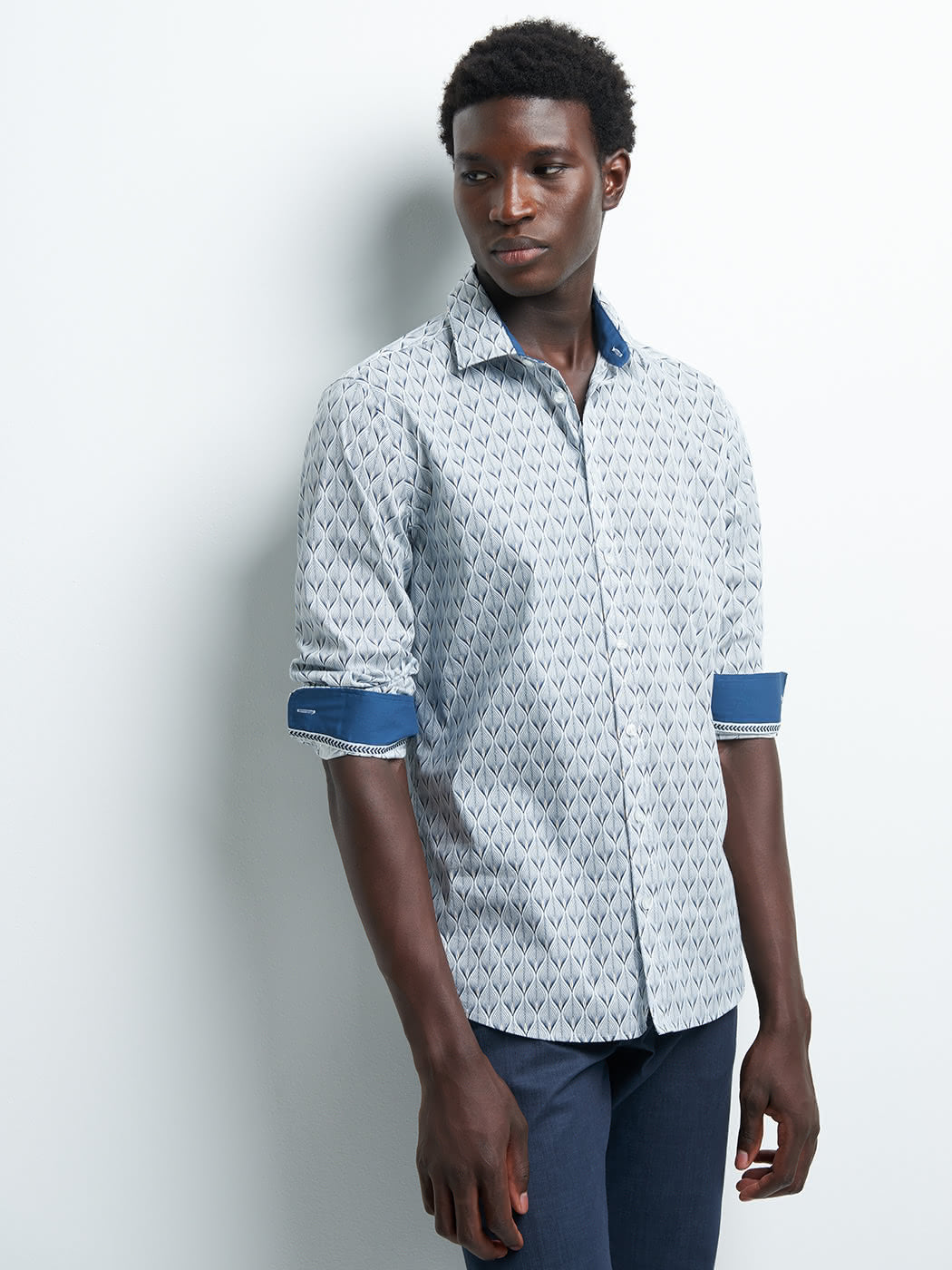 Chemise extra-slim stretch géométrique - DEVRED 1902