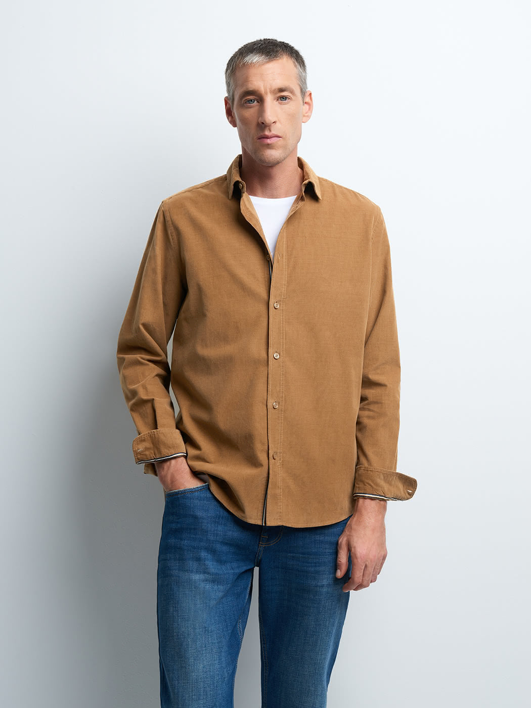 Chemise slim en velours unie - DEVRED 1902