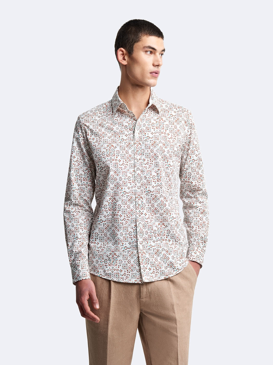 Chemise extra-slim stretch géométrique - DEVRED 1902