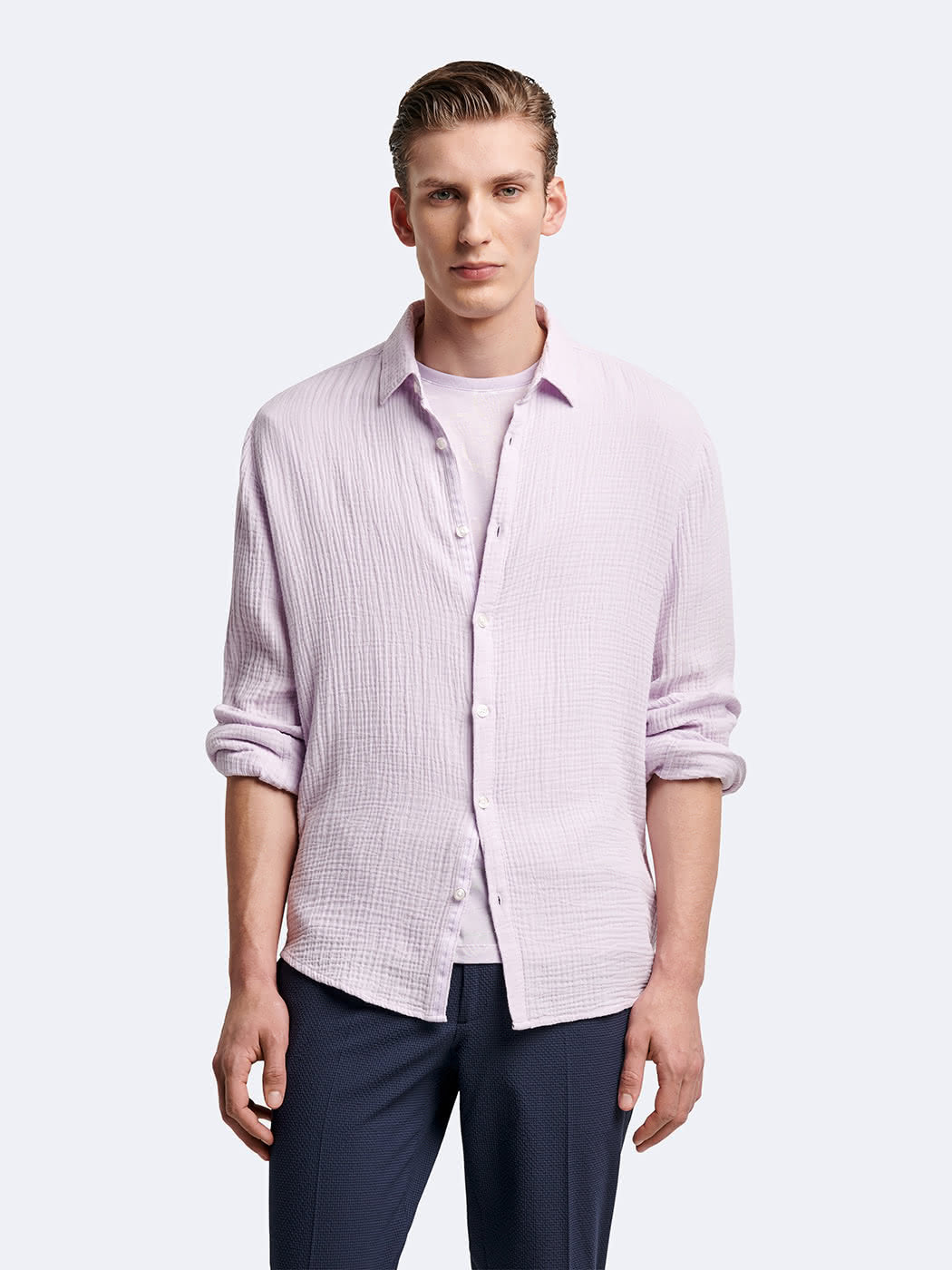 Chemise slim en gaze de coton unie - DEVRED 1902