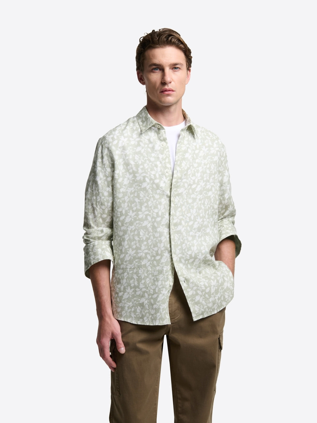 Chemise slim fleurie en lin - DEVRED 1902