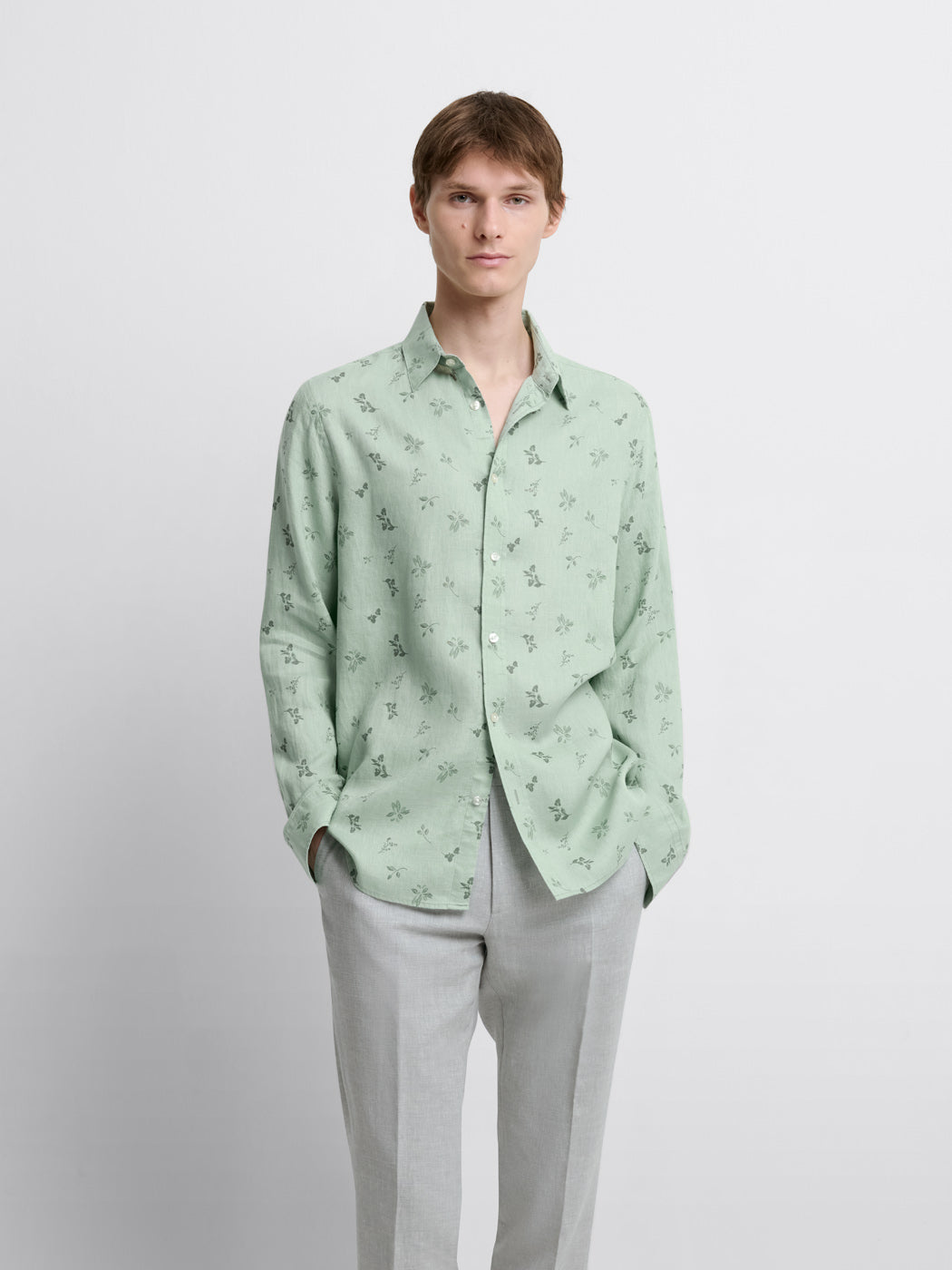 Chemise slim en lin fleurie - DEVRED 1902