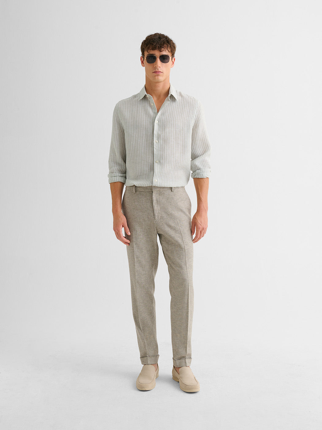 Chemise slim en lin rayée - DEVRED 1902