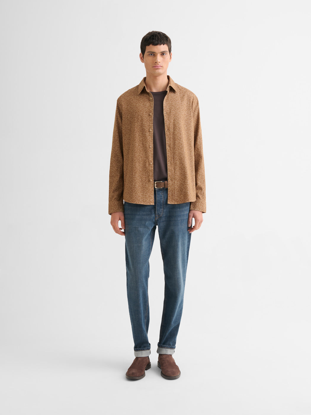 Chemise slim en coton lin à motif - DEVRED 1902