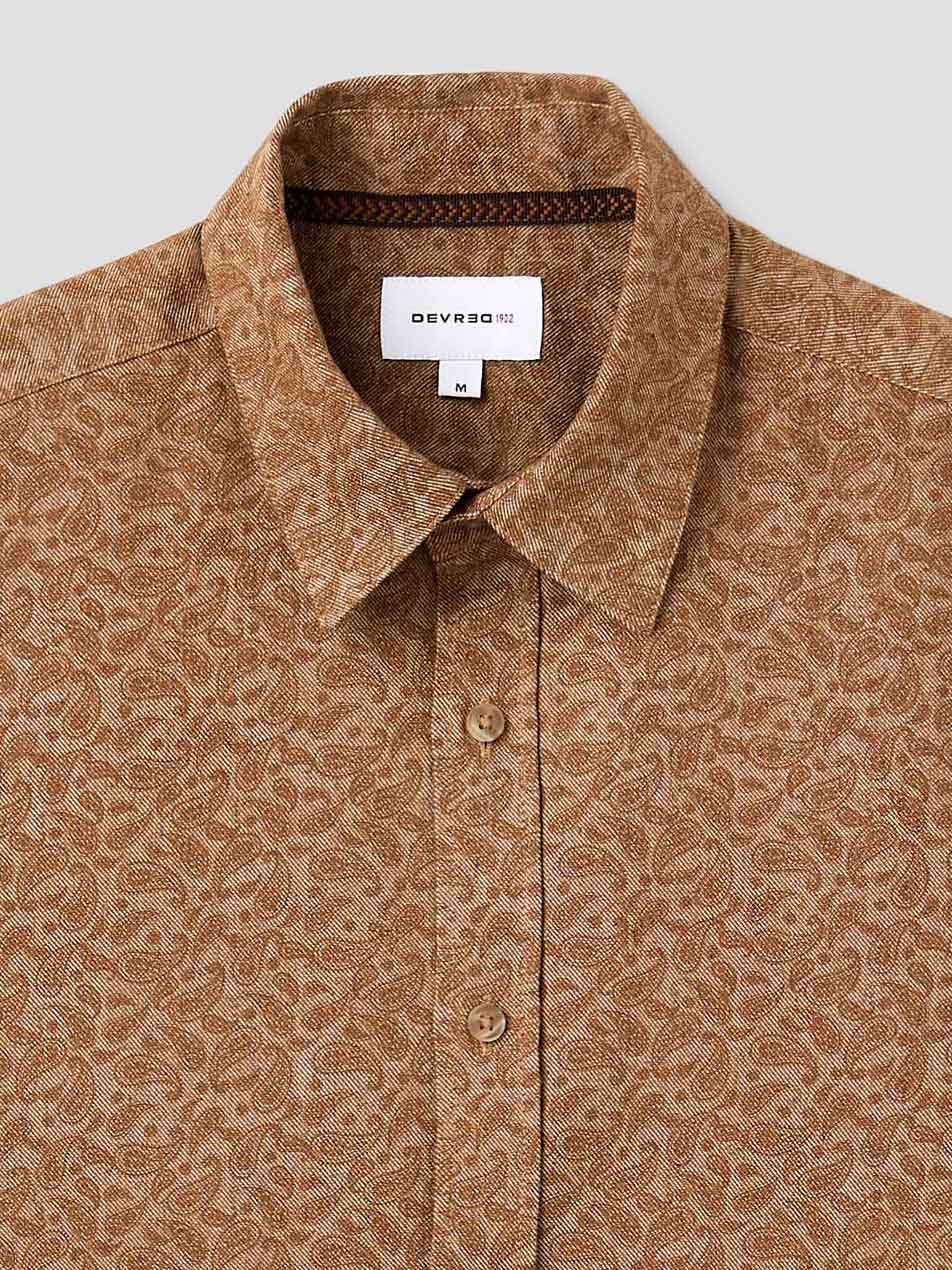 Chemise slim en coton lin à motif - DEVRED 1902