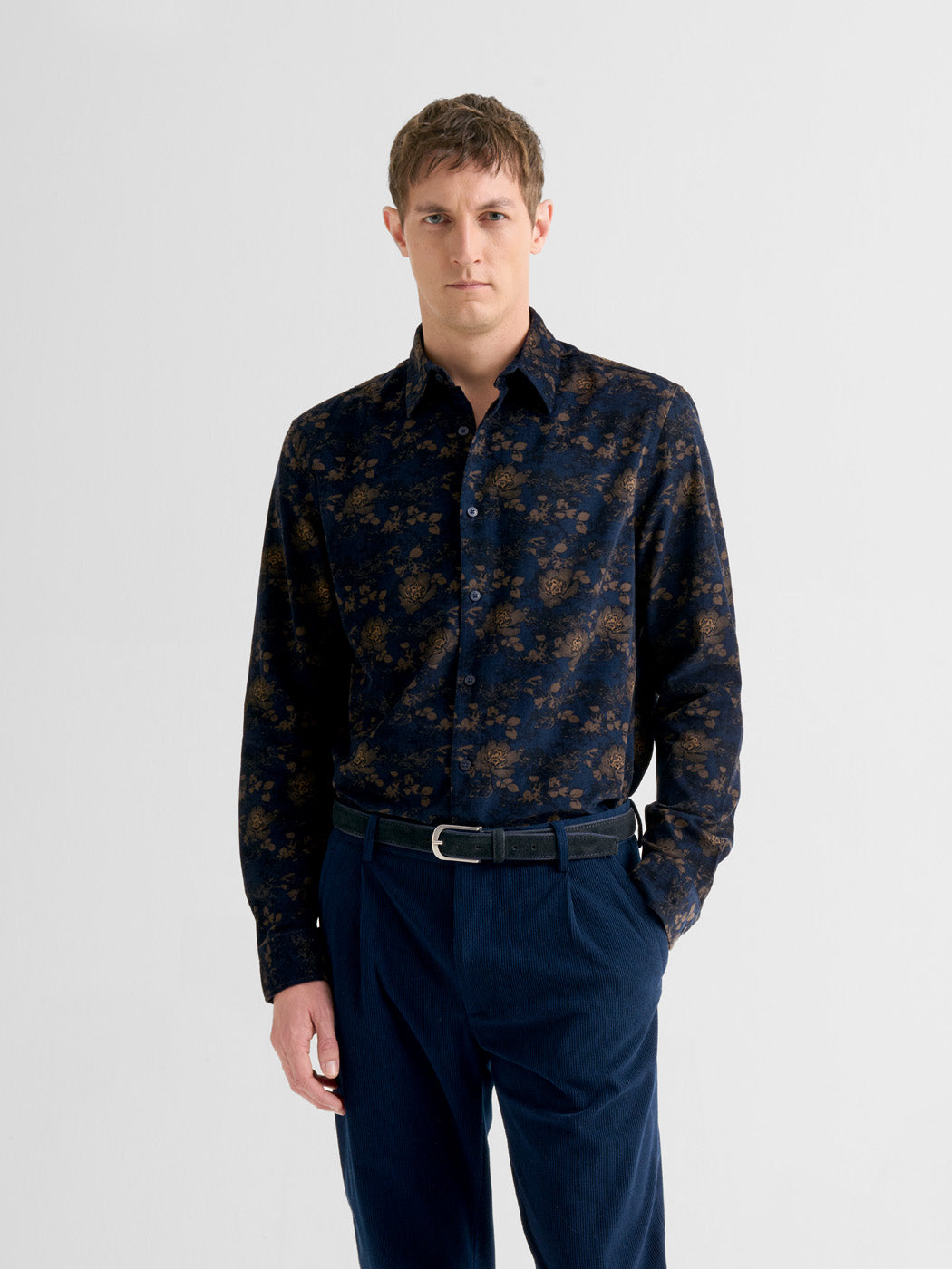 Chemise slim en velours fleurie - DEVRED 1902