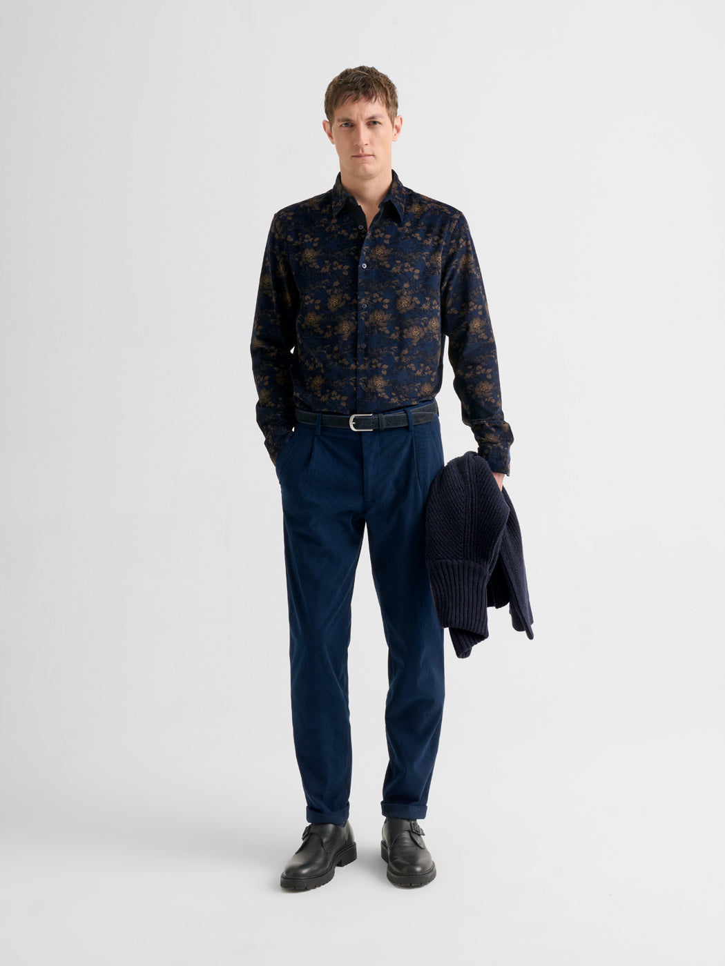 Chemise slim en velours fleurie - DEVRED 1902