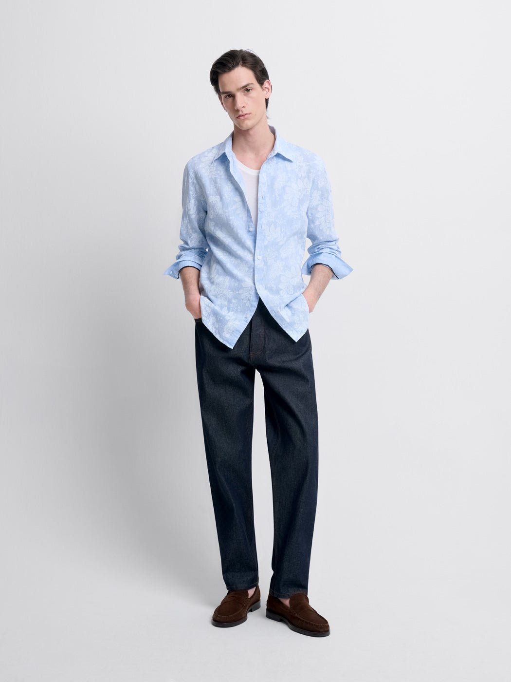 Chemise slim en lin fleurie - DEVRED 1902