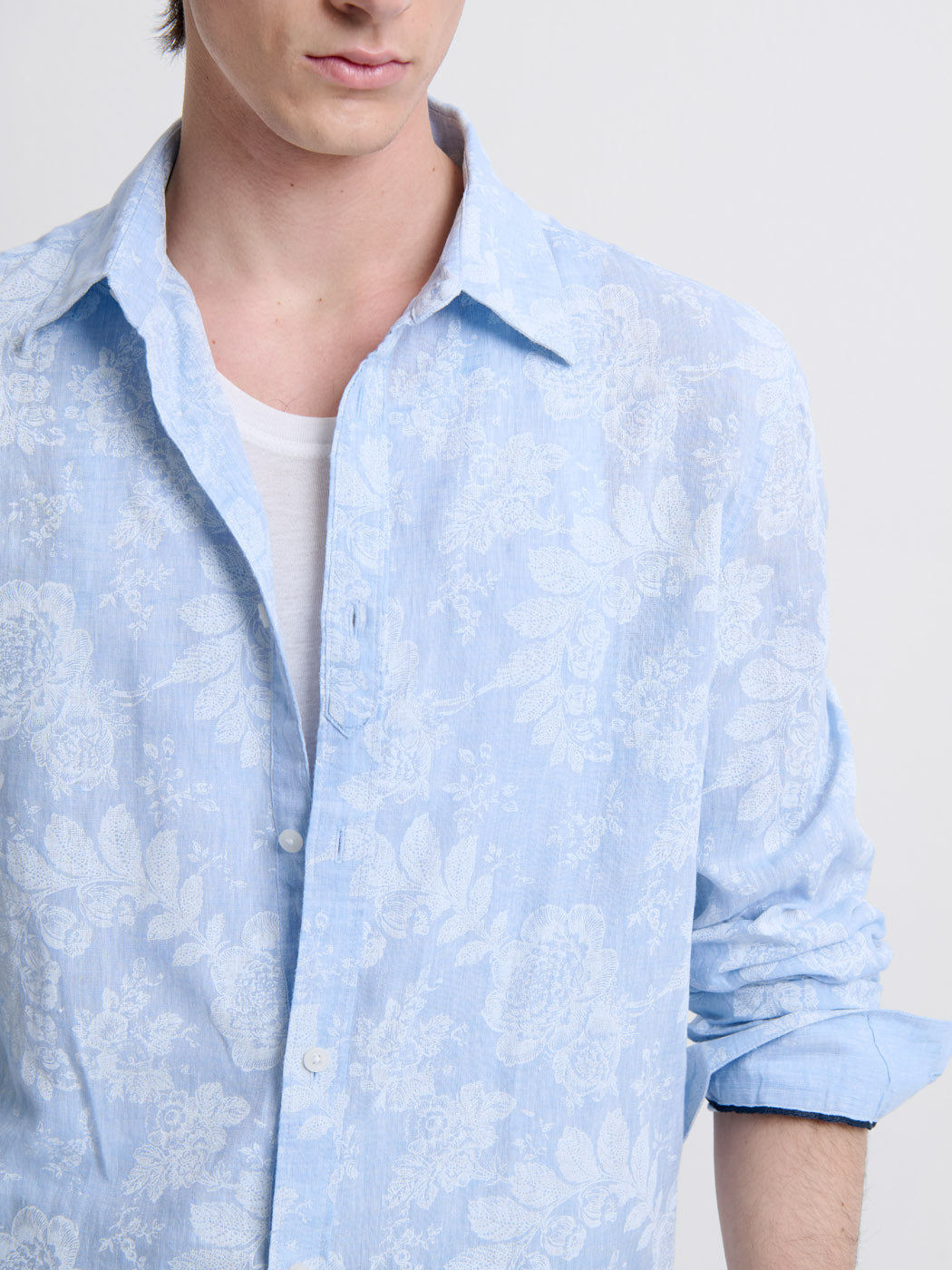 Chemise slim en lin fleurie - DEVRED 1902