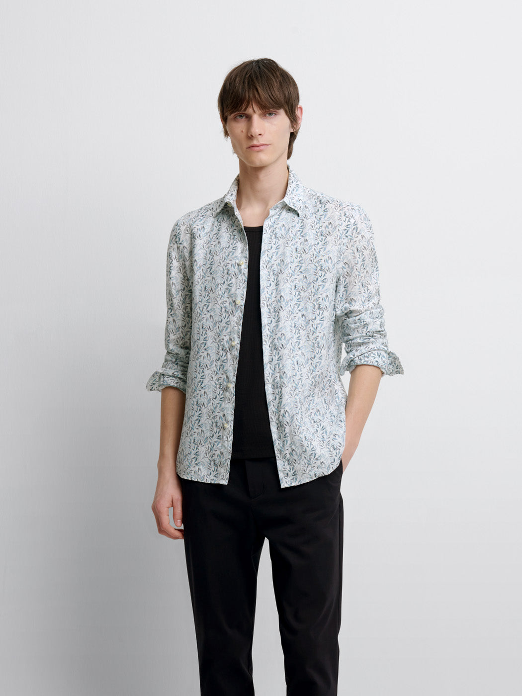 Chemise slim en lin fleurie - DEVRED 1902