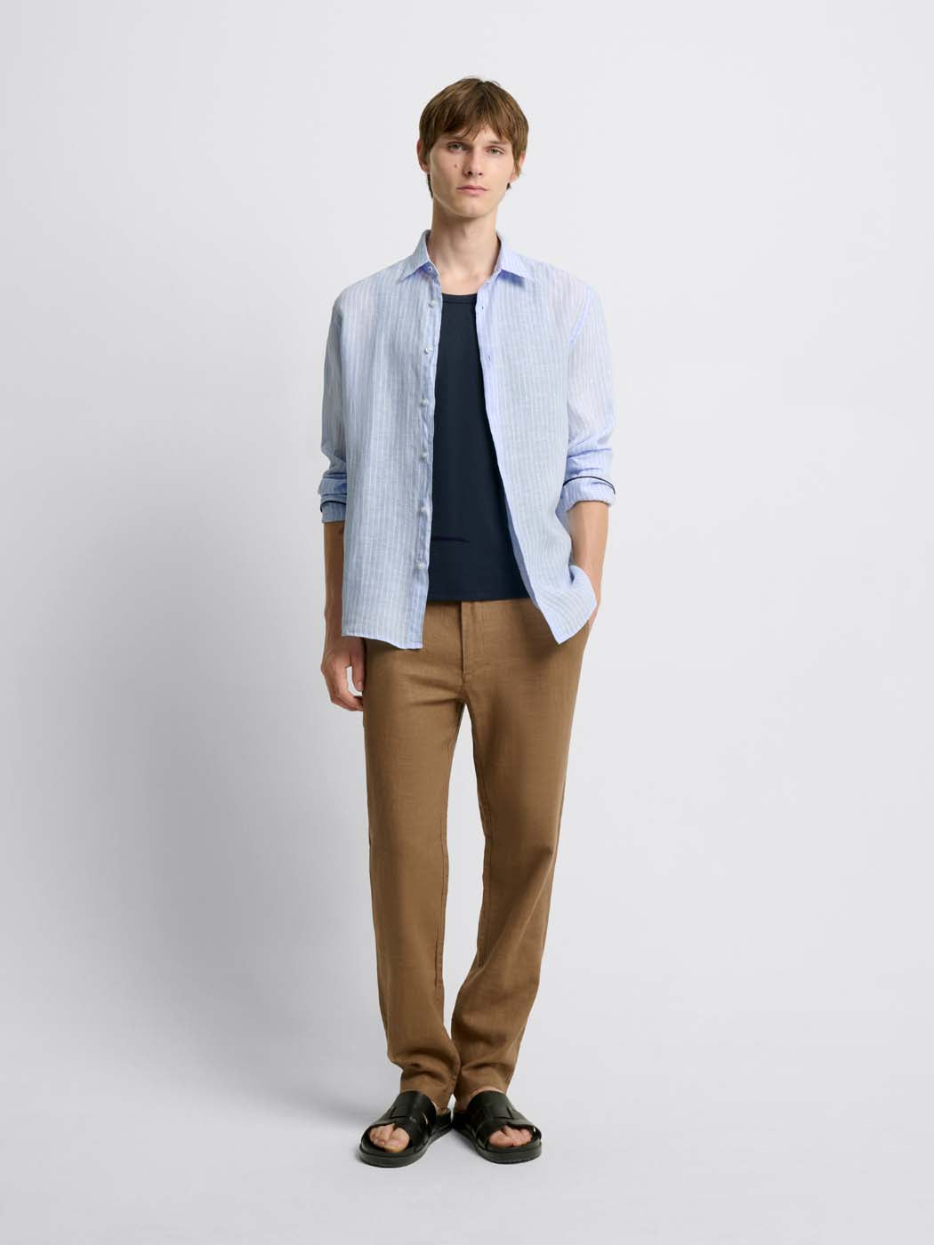 Chemise slim rayée en lin - DEVRED 1902
