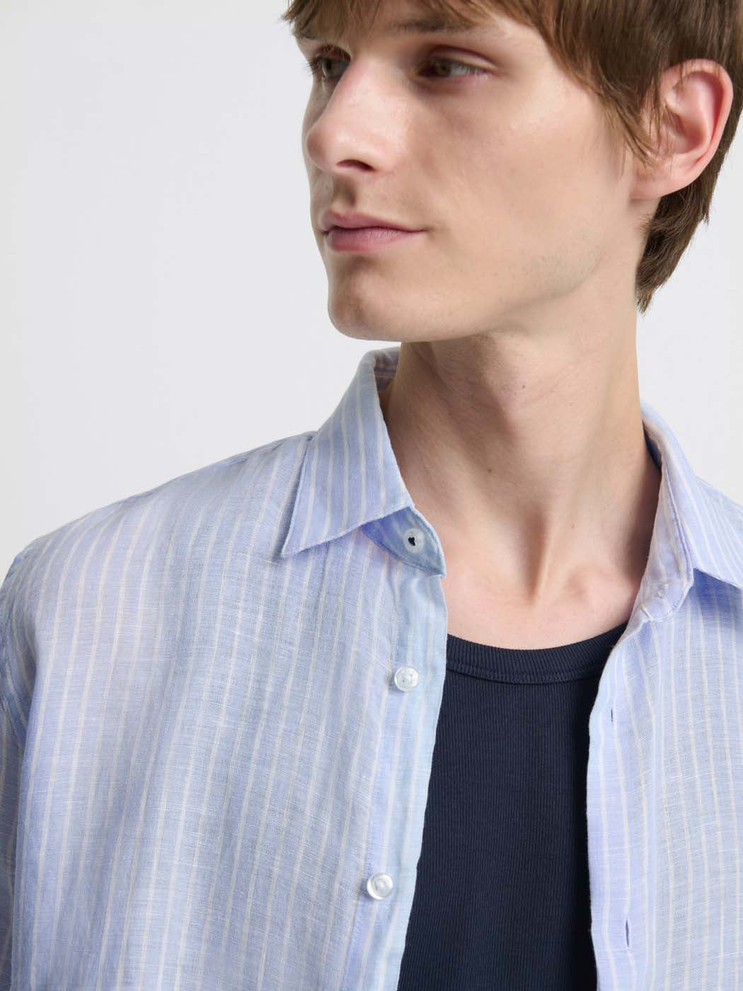 Chemise slim rayée en lin - DEVRED 1902