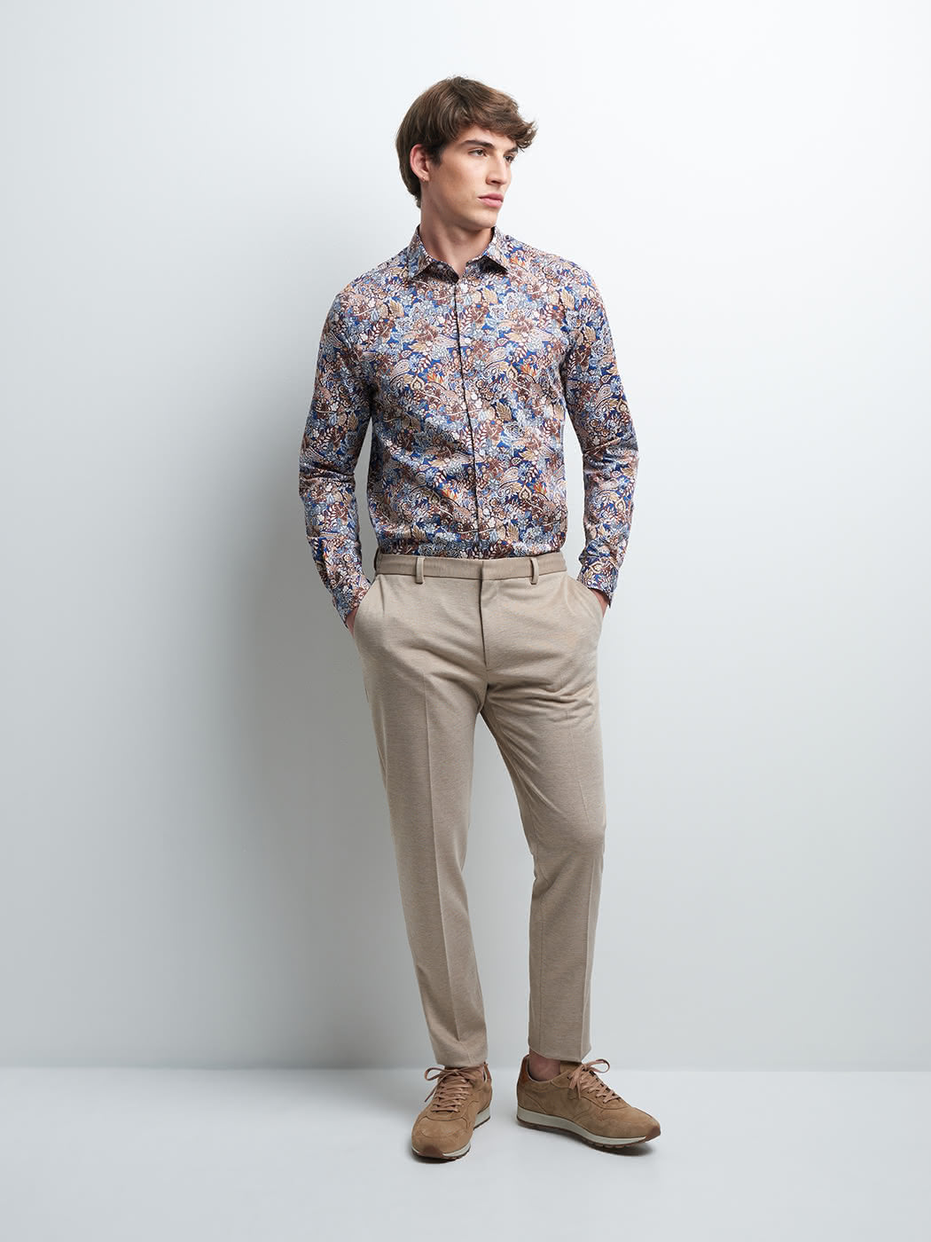 Chemise slim en satin fleurie - DEVRED 1902