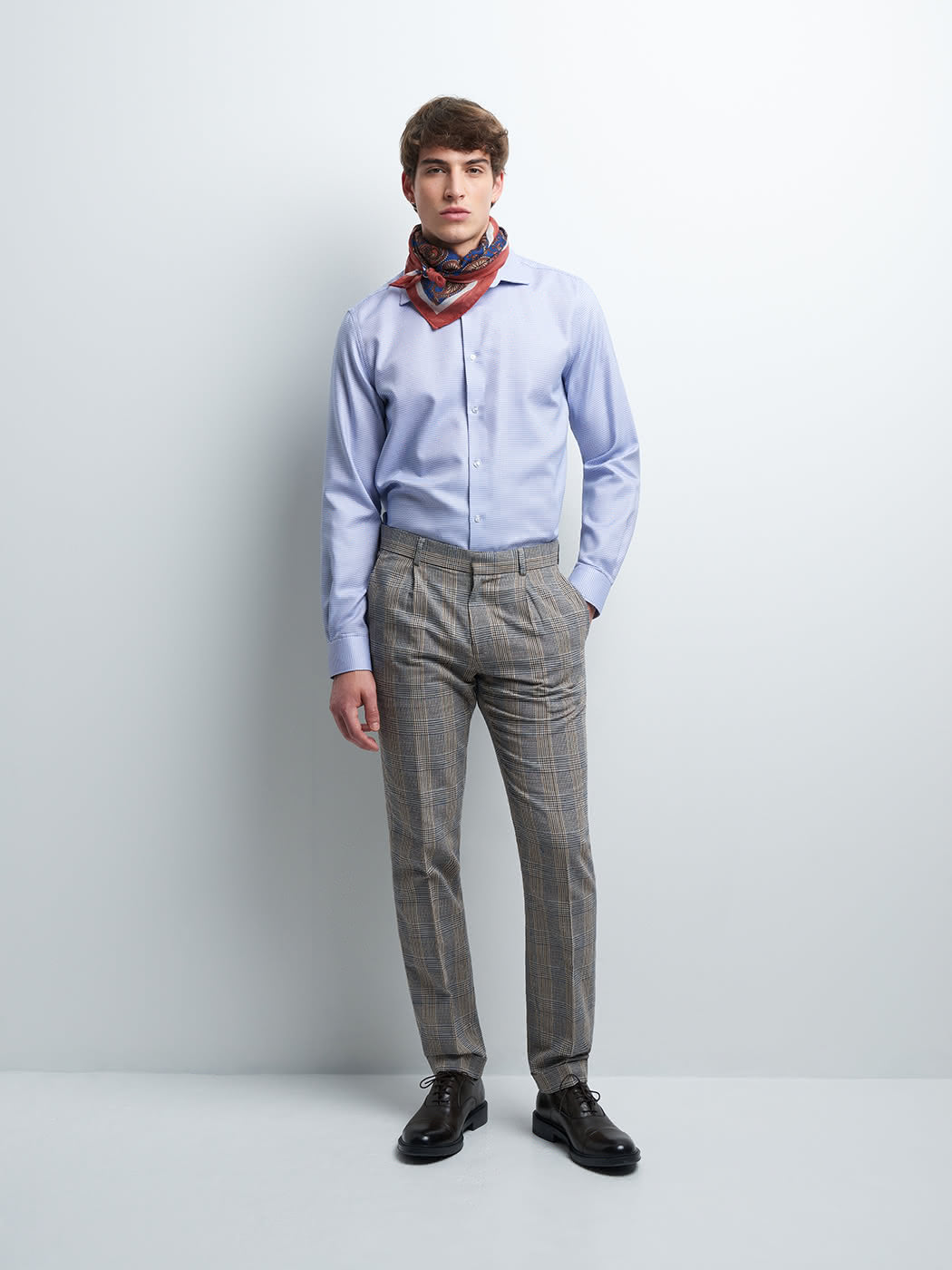 Chemise slim en jacquard faux uni - DEVRED 1902