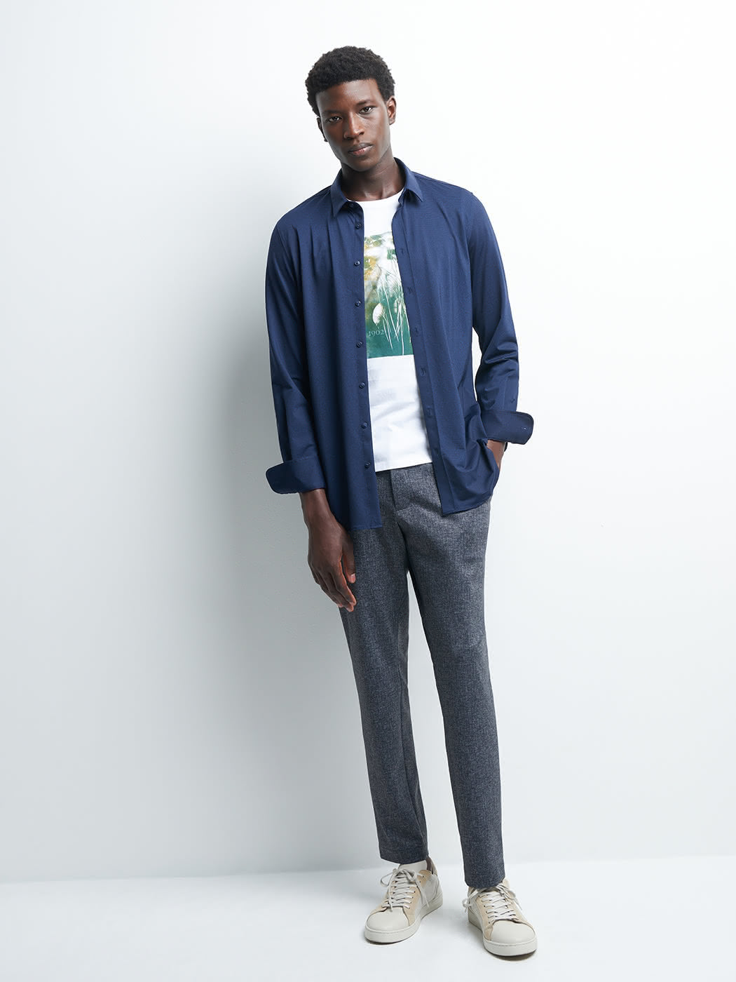 Chemise extra-slim stretch faux uni - DEVRED 1902