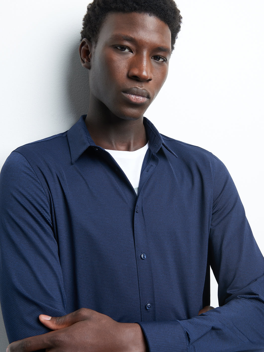 Chemise extra-slim stretch faux uni - DEVRED 1902