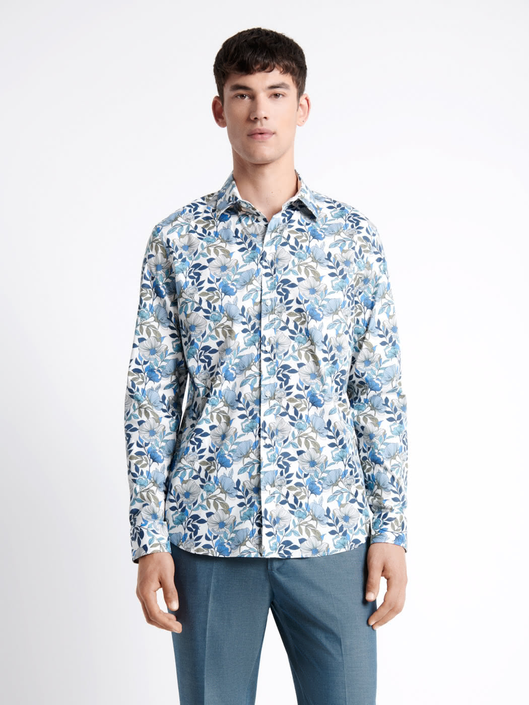 Chemise stretch fleurie en coton mélangé - DEVRED 1902