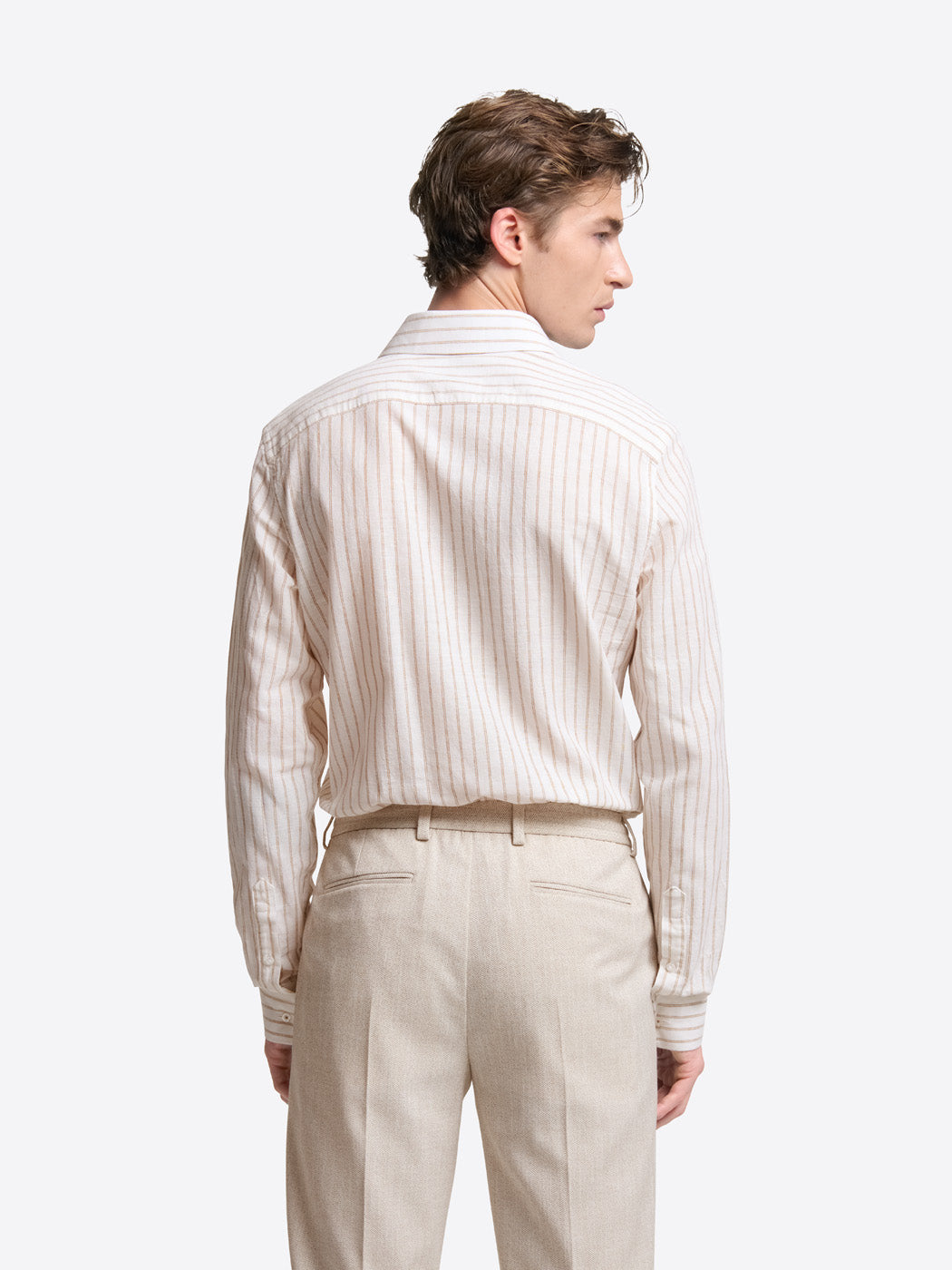 Chemise slim rayée en coton lin - DEVRED 1902
