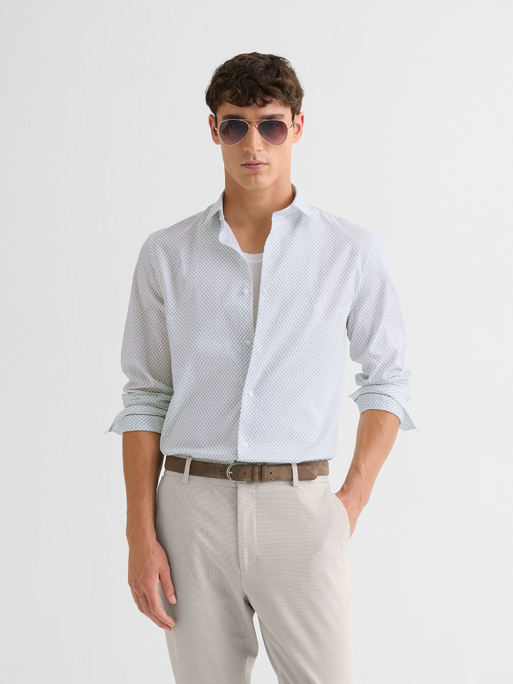Chemise slim en coton à motif - DEVRED 1902
