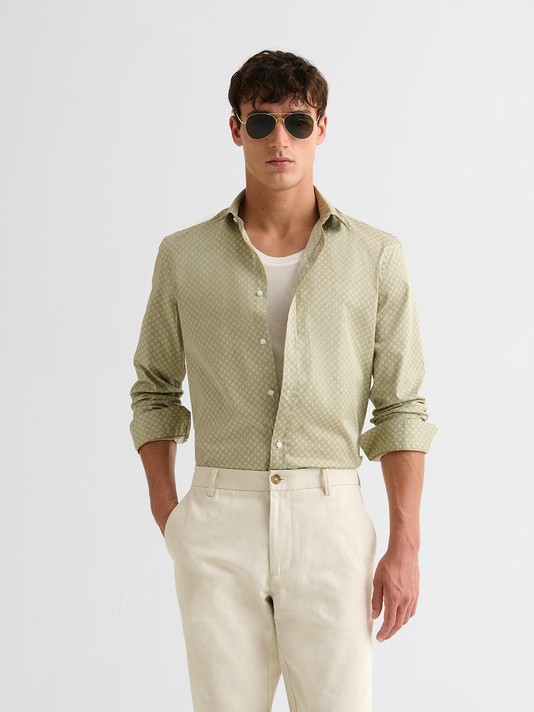 Chemise slim en coton à motif - DEVRED 1902