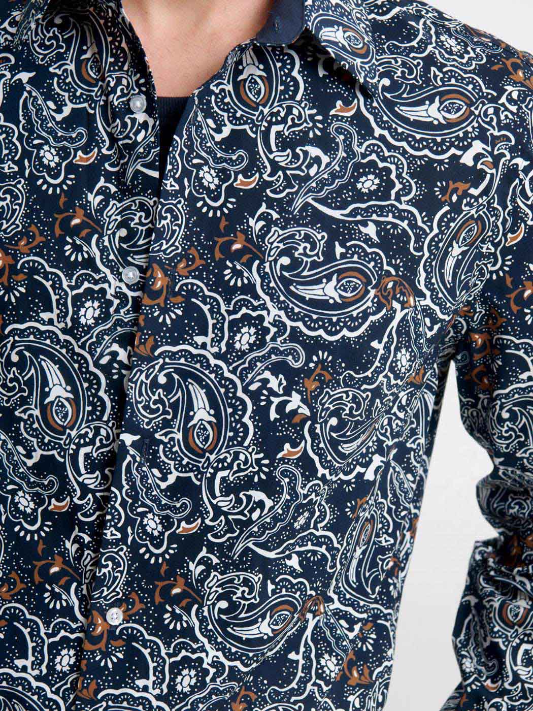 Chemise slim en coton bio à motifs - DEVRED 1902