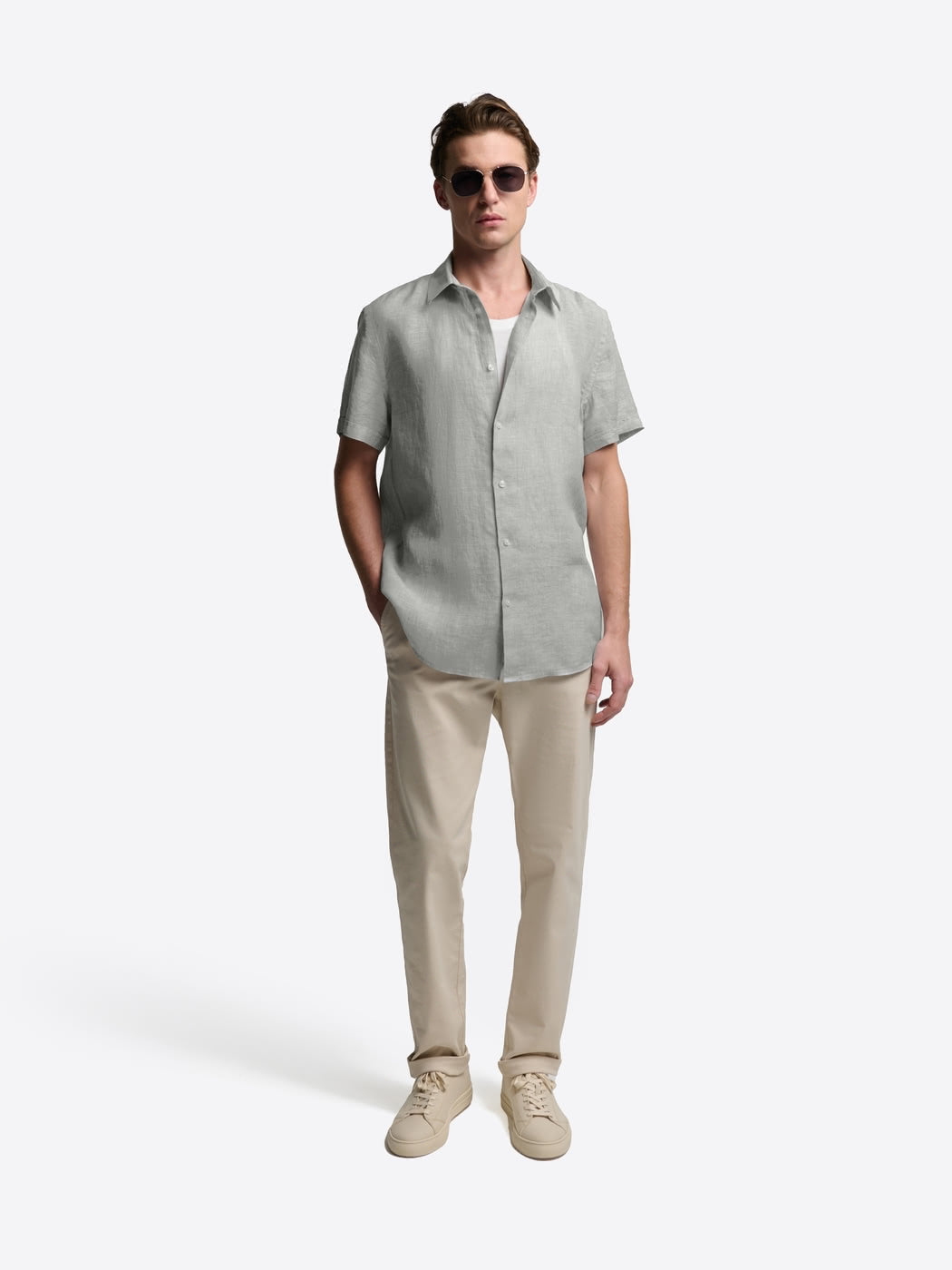 Chemise manches courtes slim en lin - DEVRED 1902