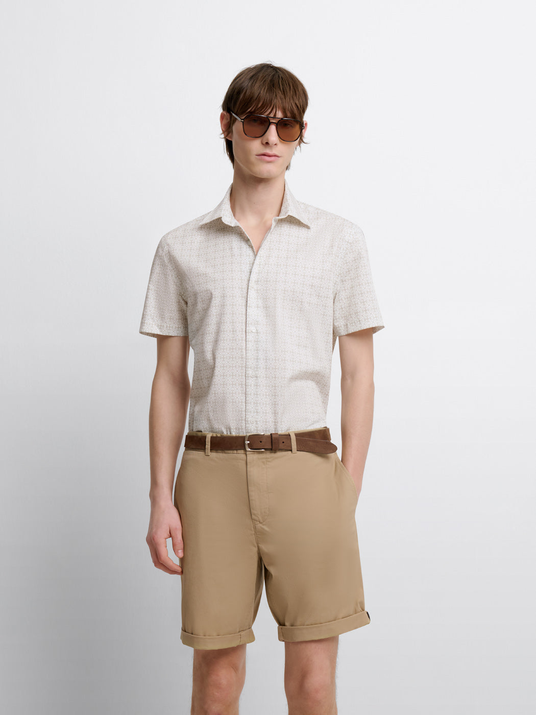 Chemise manches courtes slim à motif - DEVRED 1902