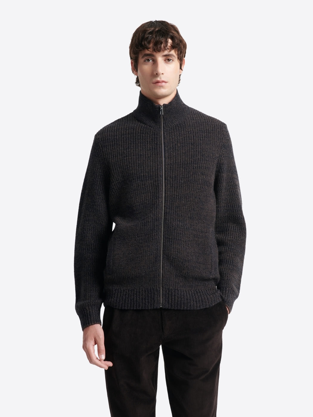 Cardigan à col zippé en laine mélangée - DEVRED 1902