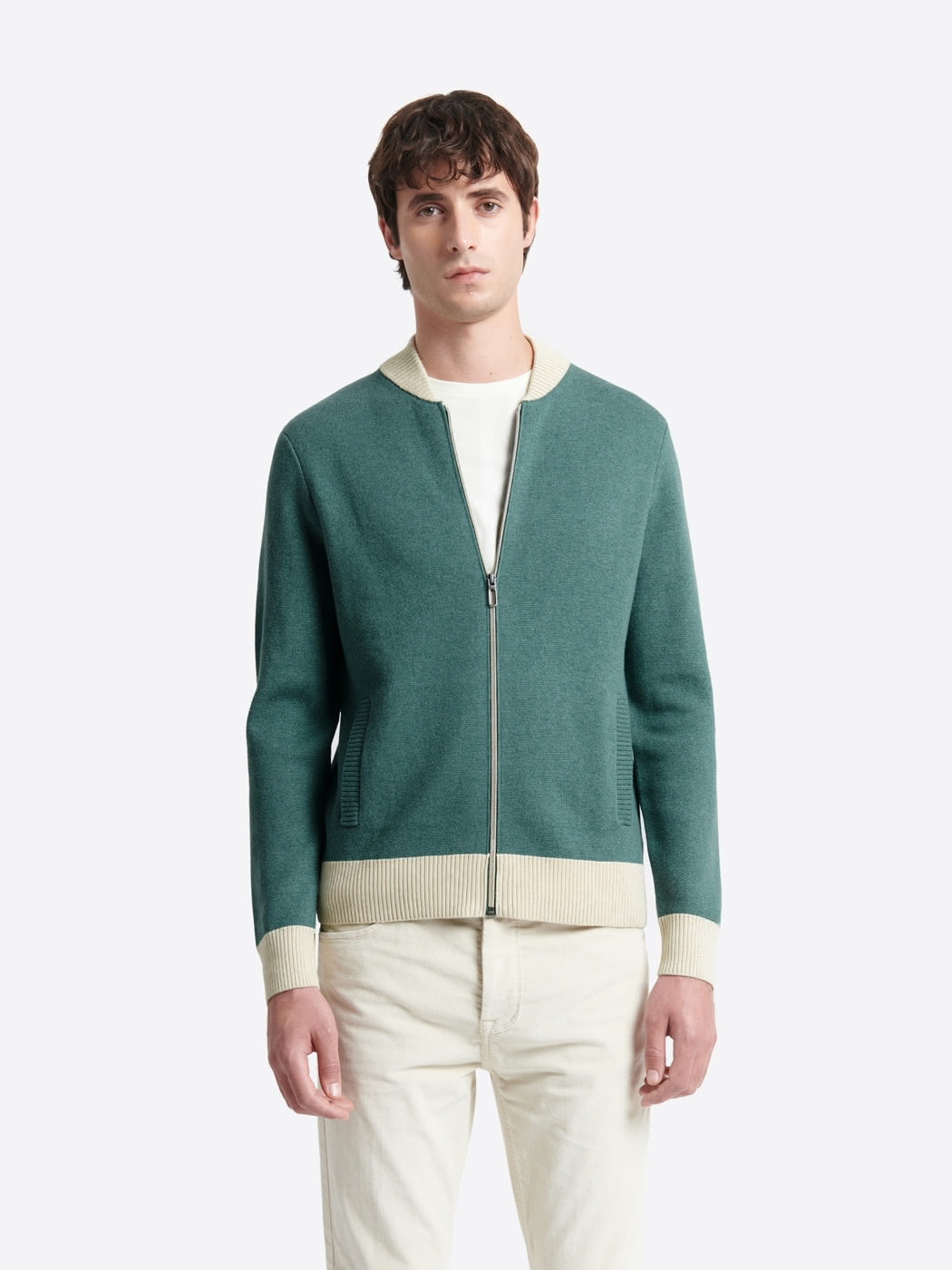 Gilet col teddy coton-cachemire bicolore - DEVRED 1902