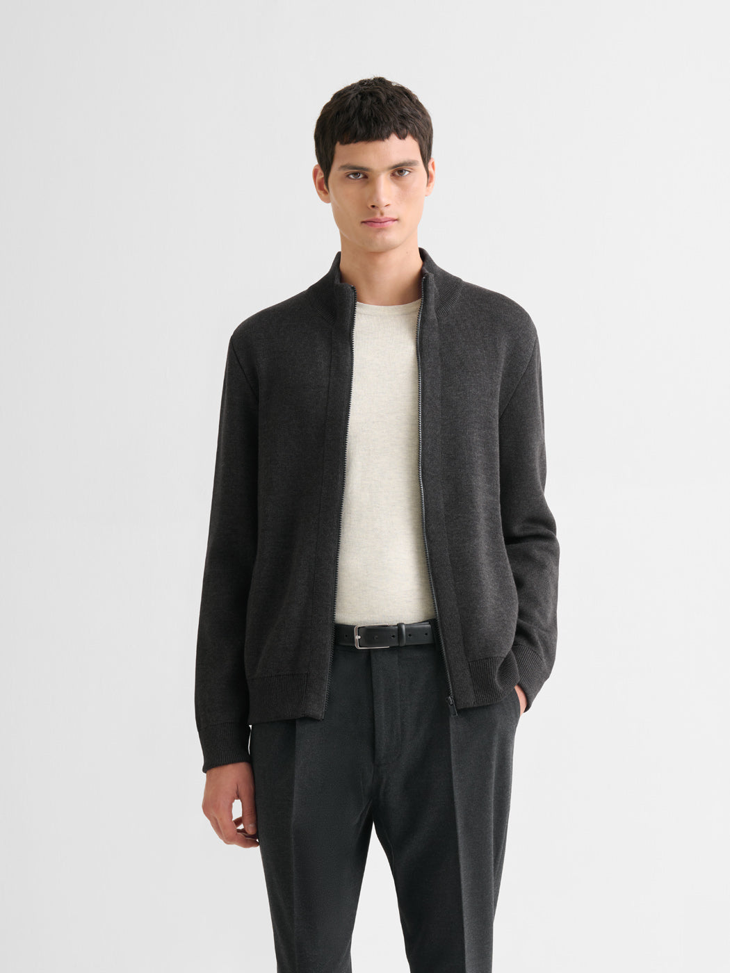 Cardigan col montant zippé chiné - DEVRED 1902