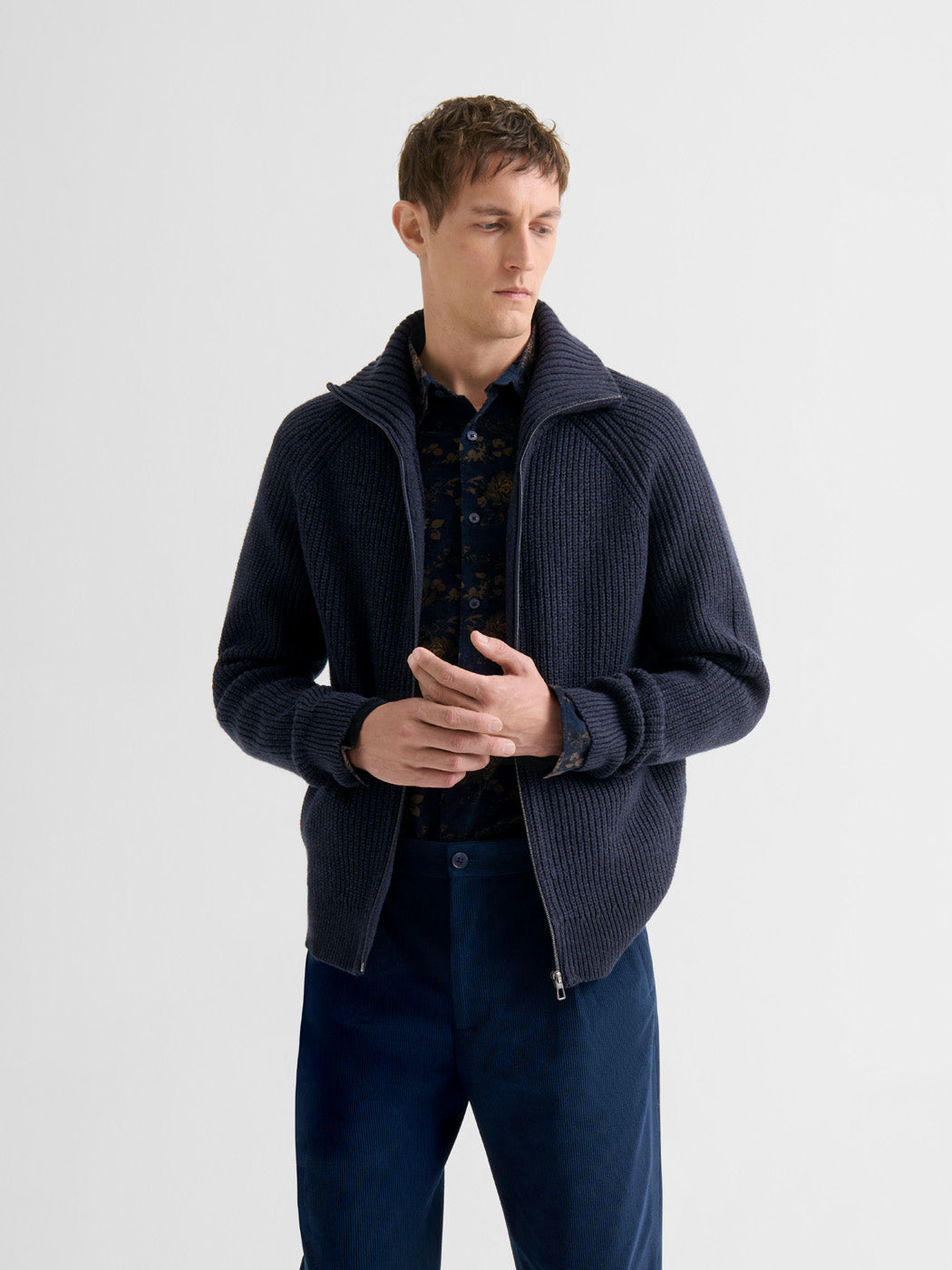 Cardigan zippé col montant maille perlée - DEVRED 1902